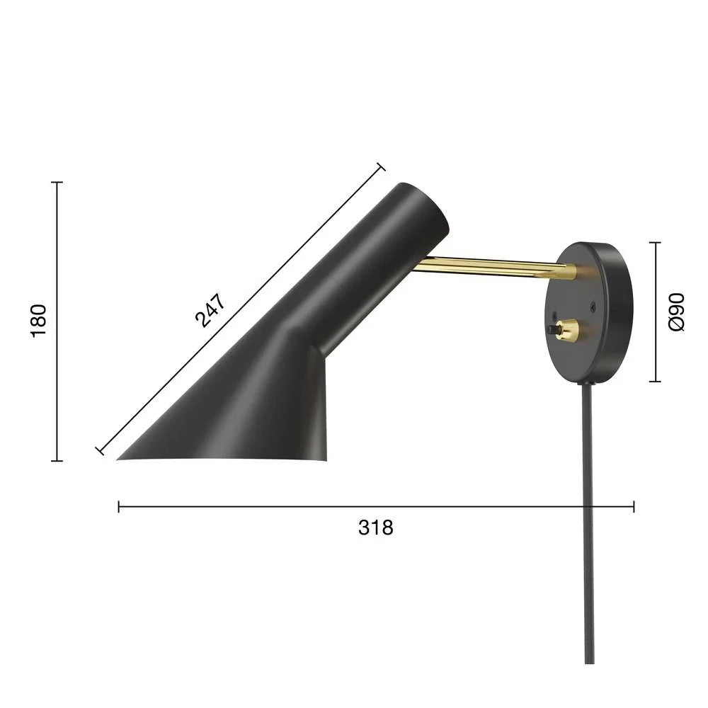 Louis Poulsen Aj Wall Lamp, Brass/Black