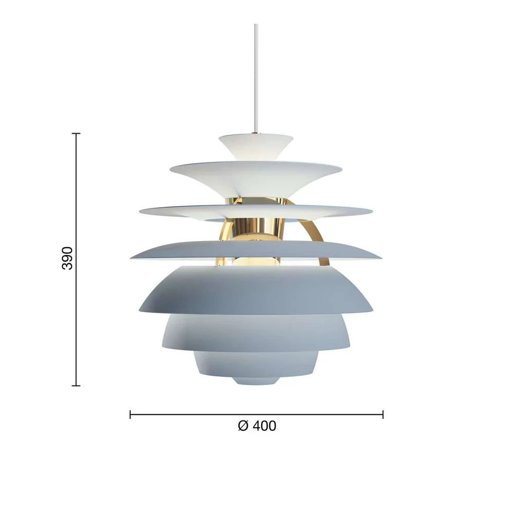 Louis Poulsen Ph Snowball Pendant, Dusty Blue/Brass Metallised