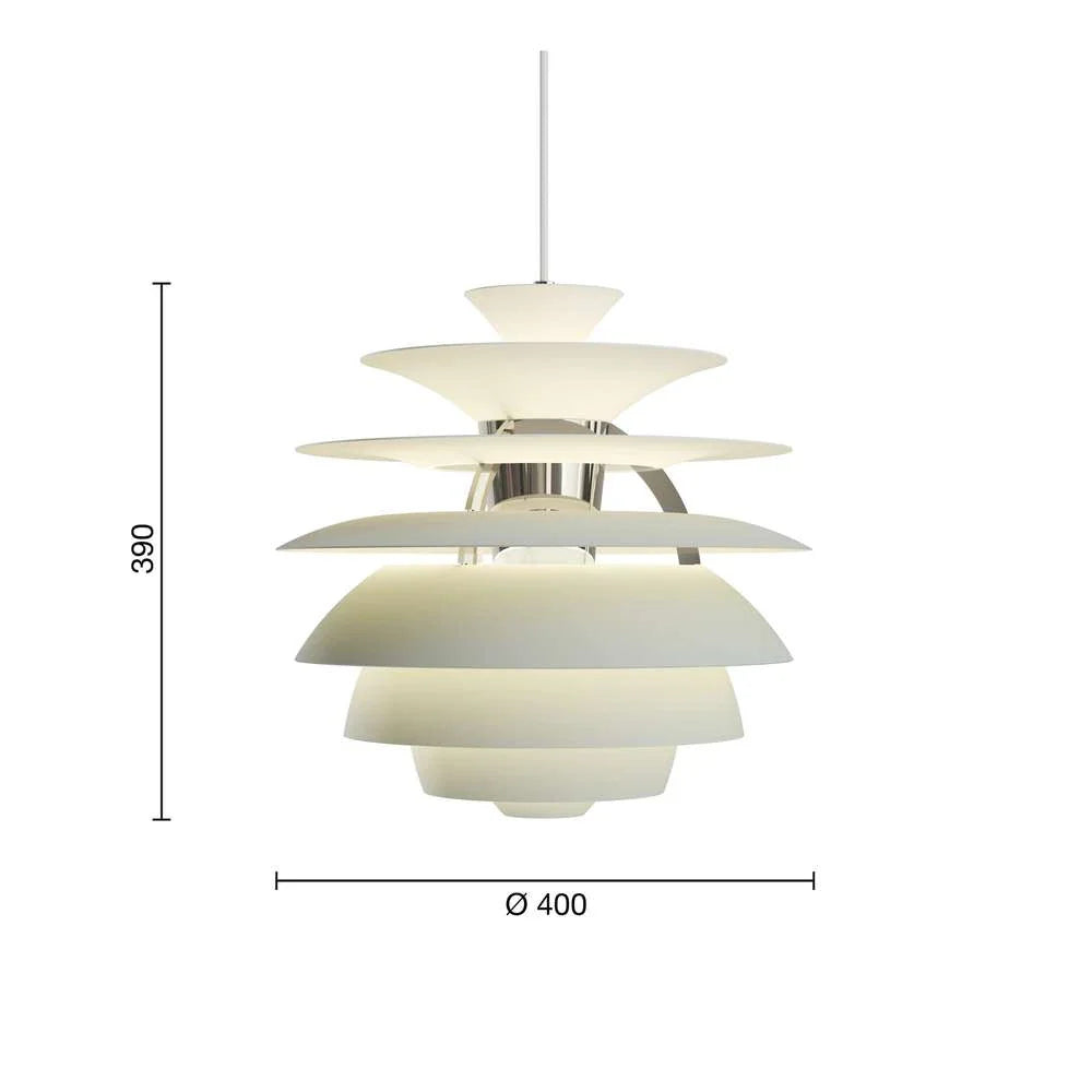 Louis Poulsen Ph Snowball Pendant, Dusty Green/High Lustre Chrome Plated
