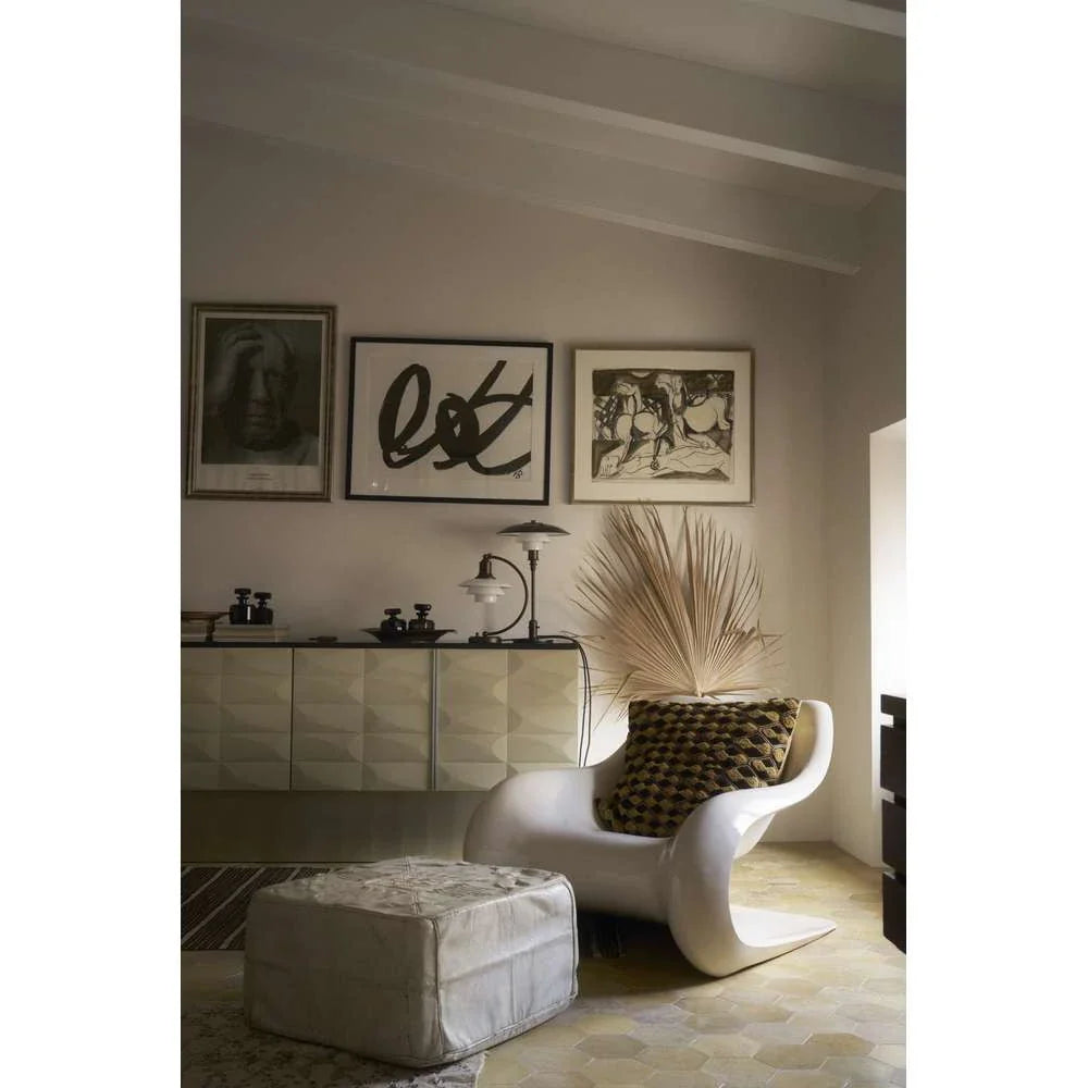 Louis Poulsen Ph 2/2 Luna Table Lamp, Aged Brass/Opal Glass