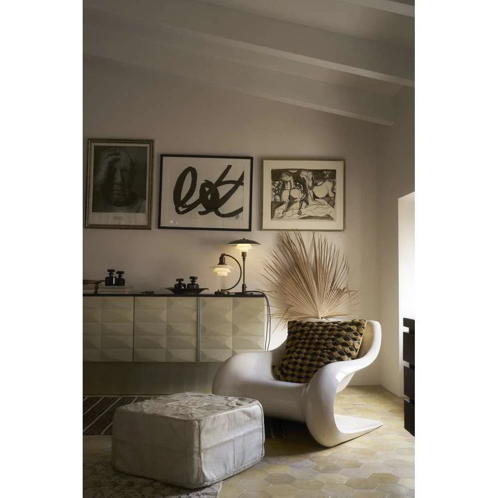Louis Poulsen Ph 2/2 Luna Table Lamp, Aged Brass/Opal Glass