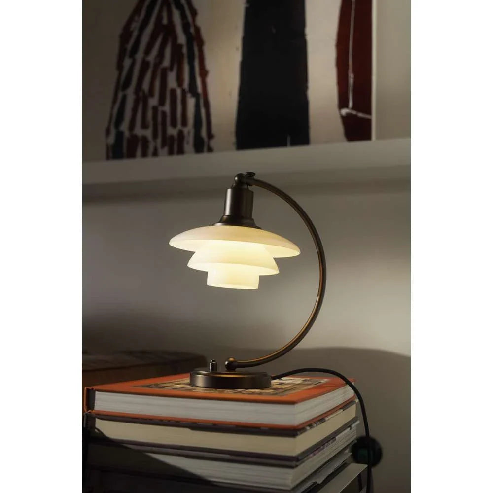 Louis Poulsen Ph 2/2 Luna Table Lamp, Aged Brass/Opal Glass