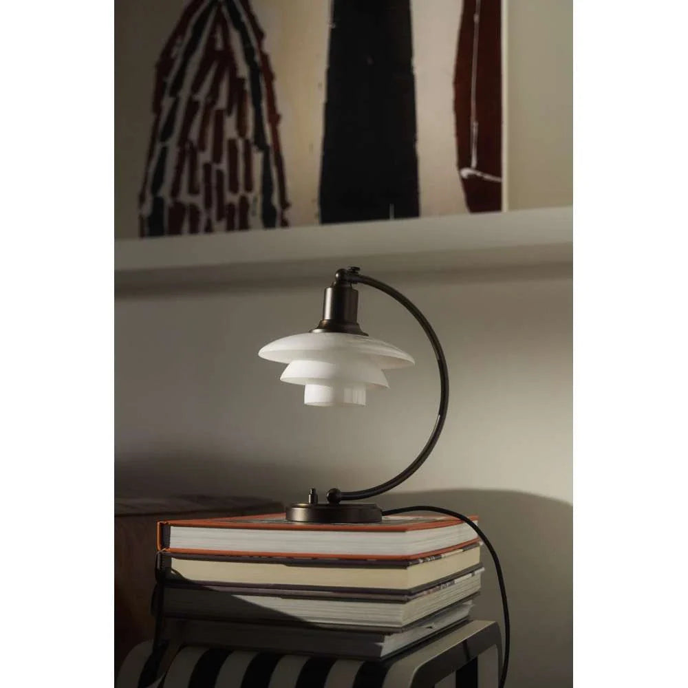 Louis Poulsen Ph 2/2 Luna Table Lamp, Aged Brass/Opal Glass