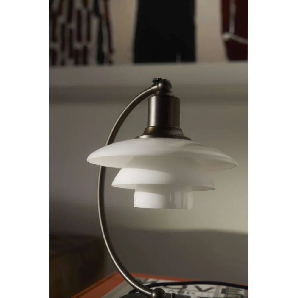 Louis Poulsen Ph 2/2 Luna Table Lamp, Aged Brass/Opal Glass