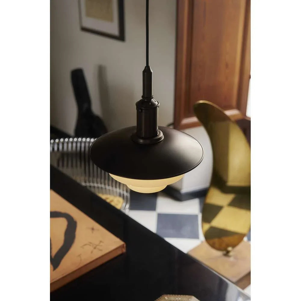 Louis Poulsen Ph 3/3 Pendant, Aged Brass/Opal Glass