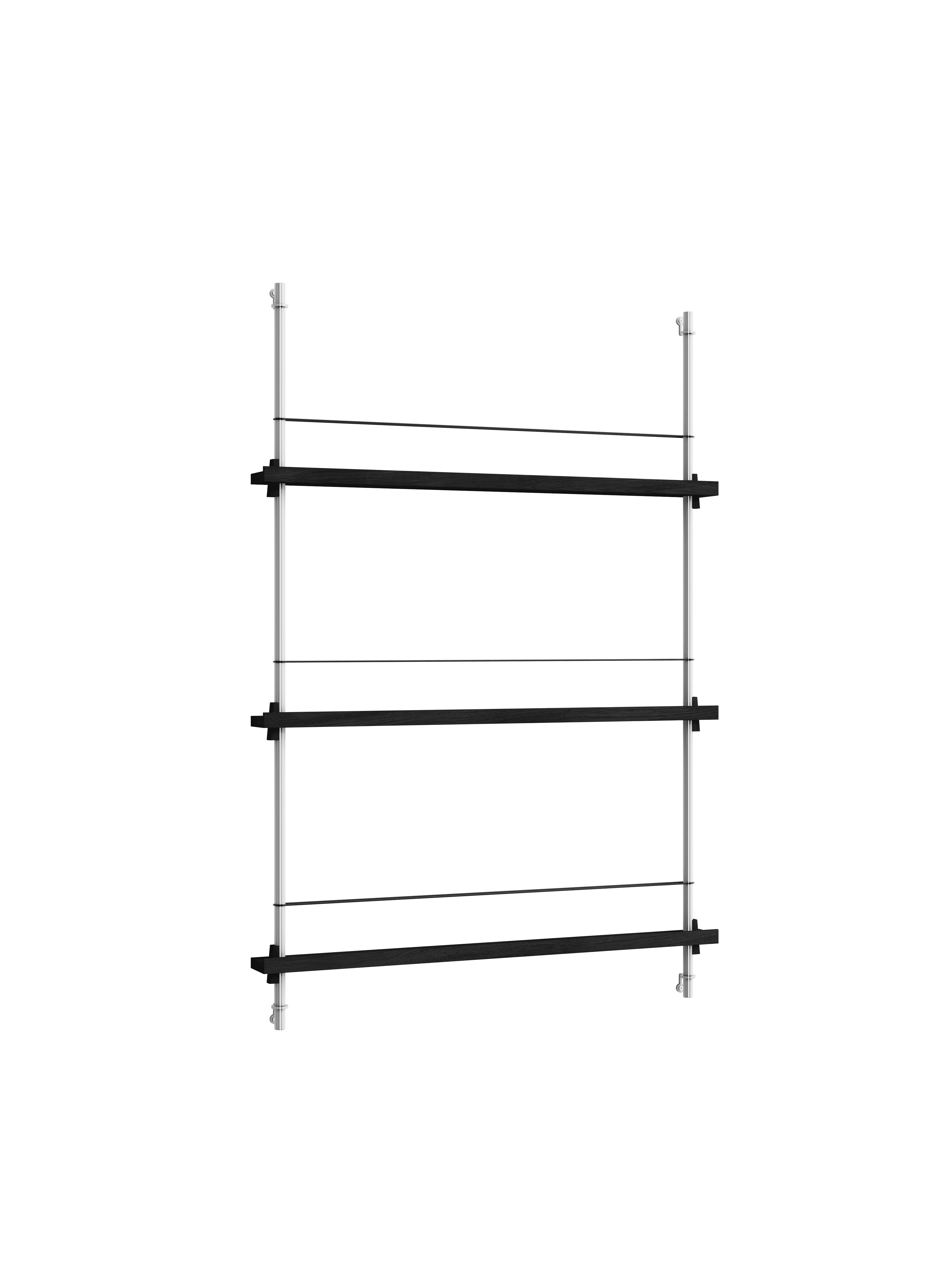 Moebe Magazine Shelving Set Ms.115.1, Black Shelves/Stainless Steel Legs