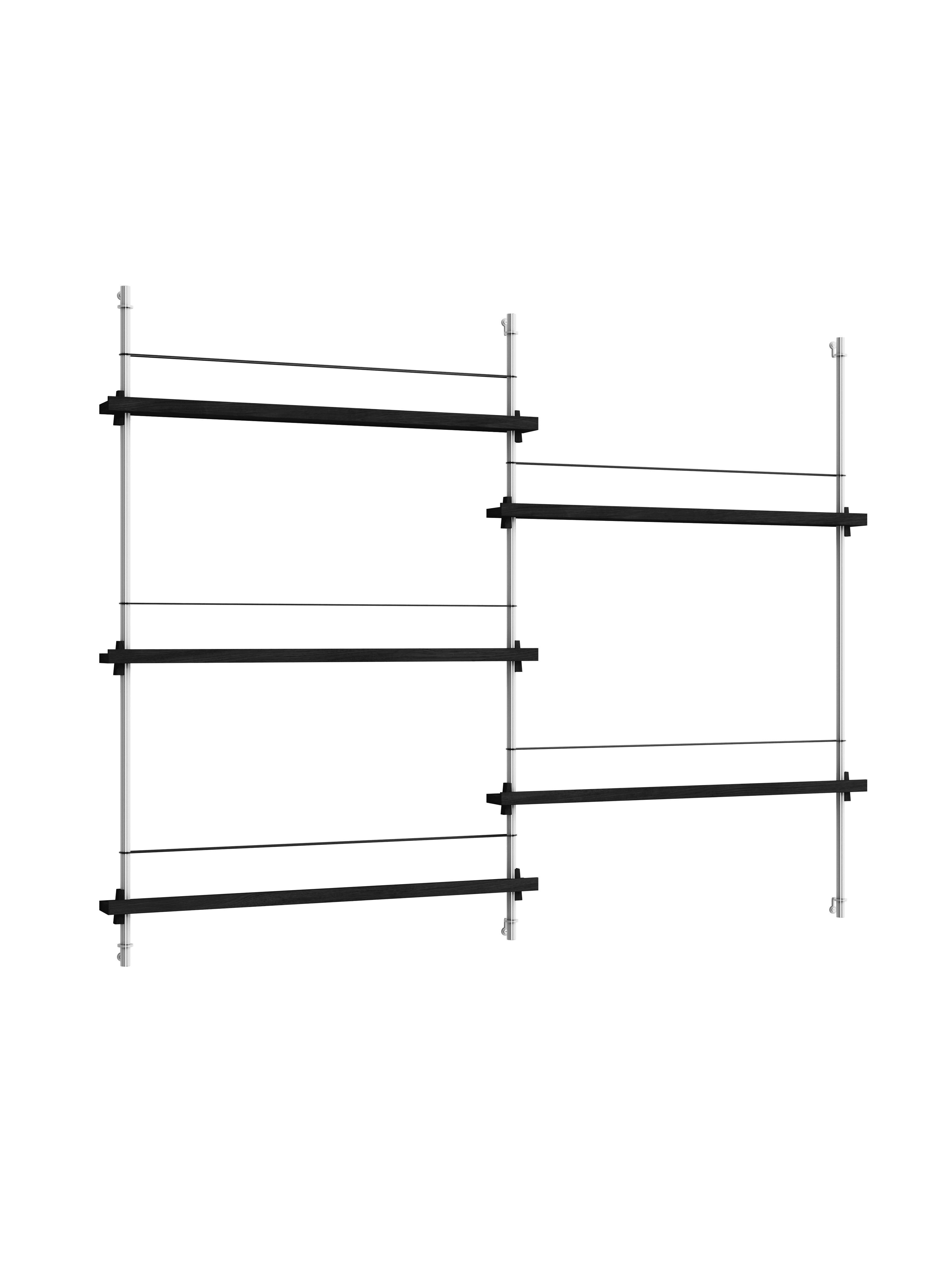 Moebe Magazine Shelving Set Ms.115.2, Black Shelves/Stainless Steel Legs