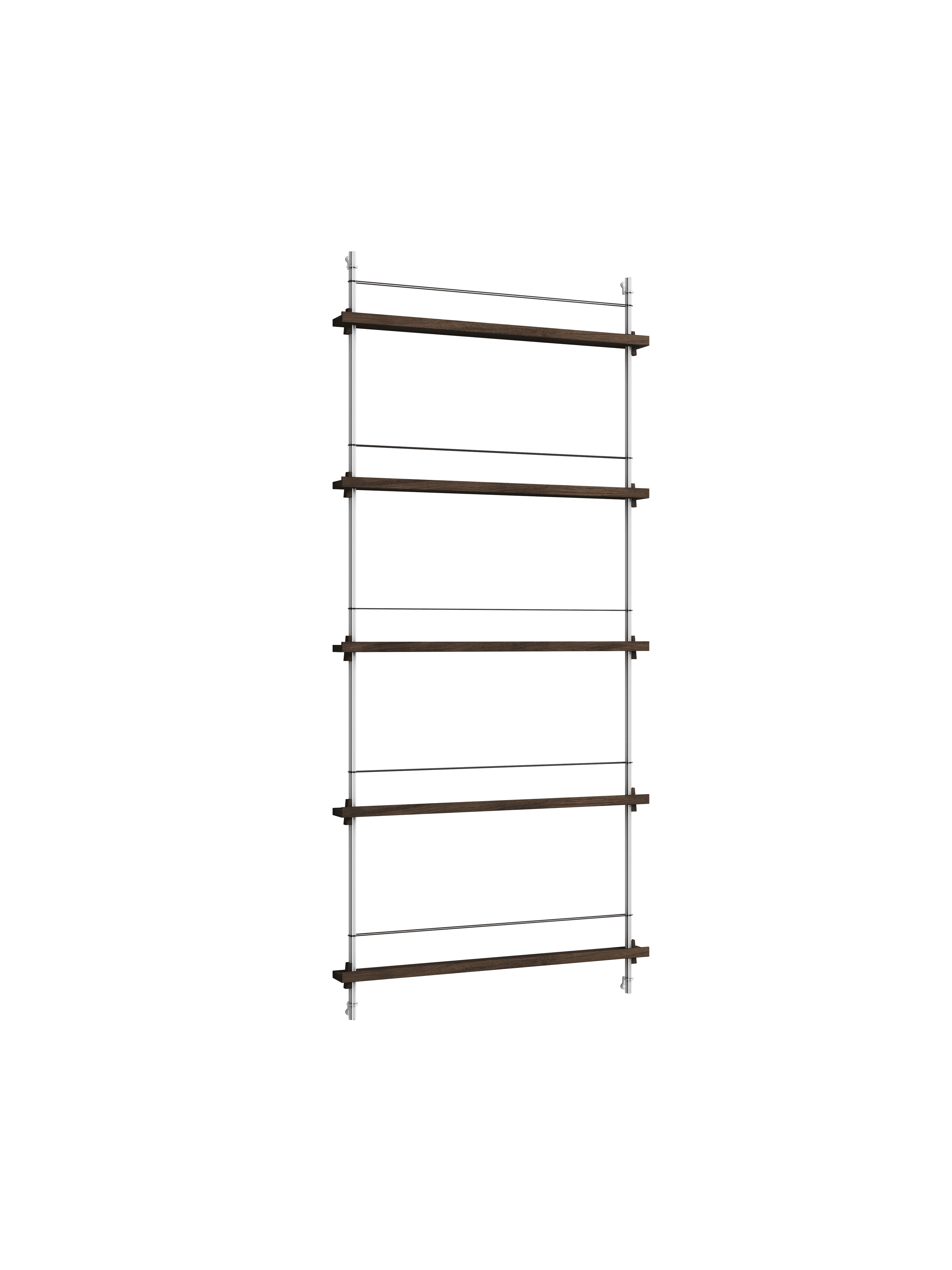 Moebe Magazine Shelving Set Ms.180.1, Smoked Oak Shelves/Stainless Steel Legs