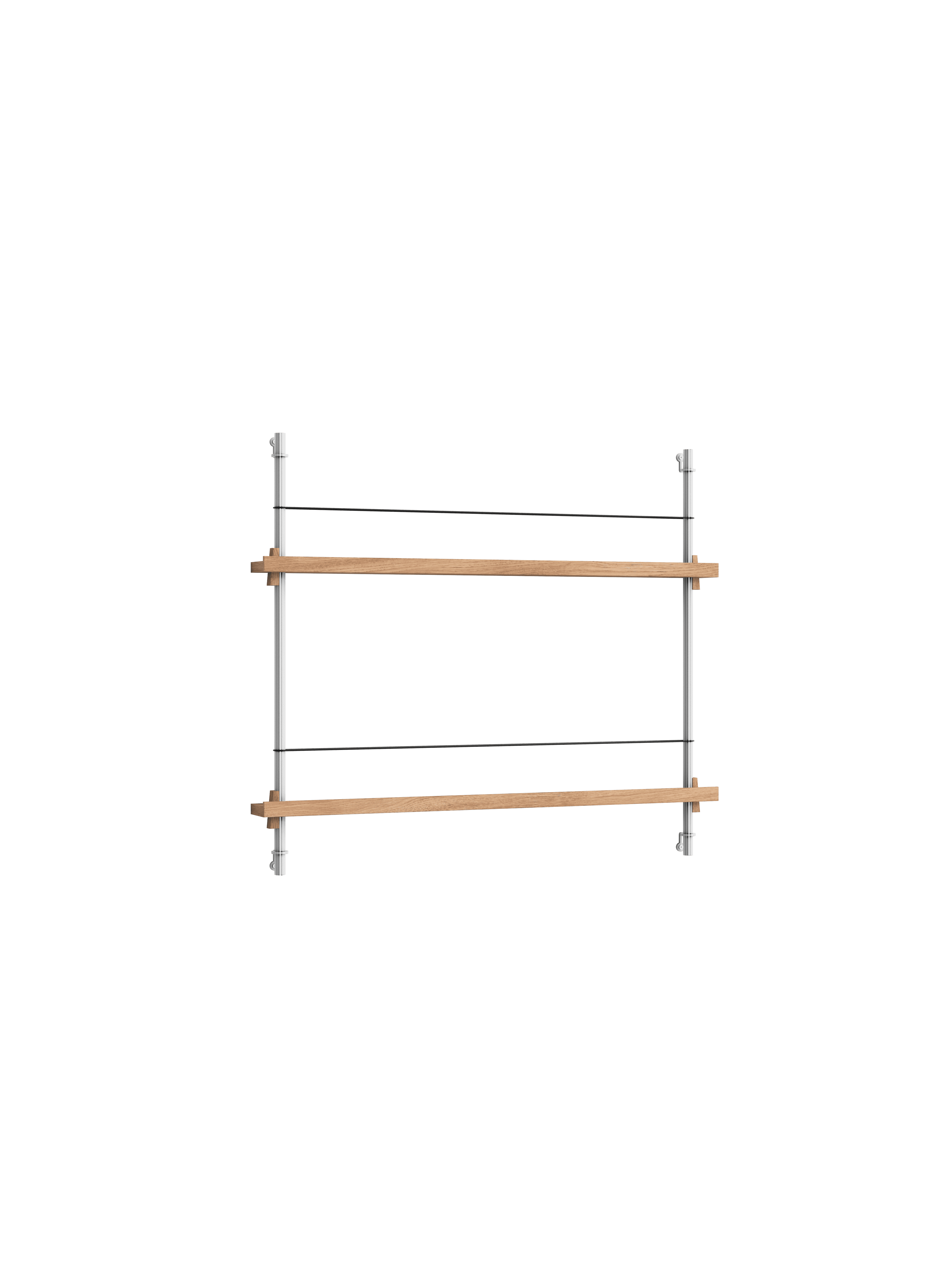 Moebe Magazine Shelving Set Ms.65.1, Oak Shelves/Stainless Steel Legs