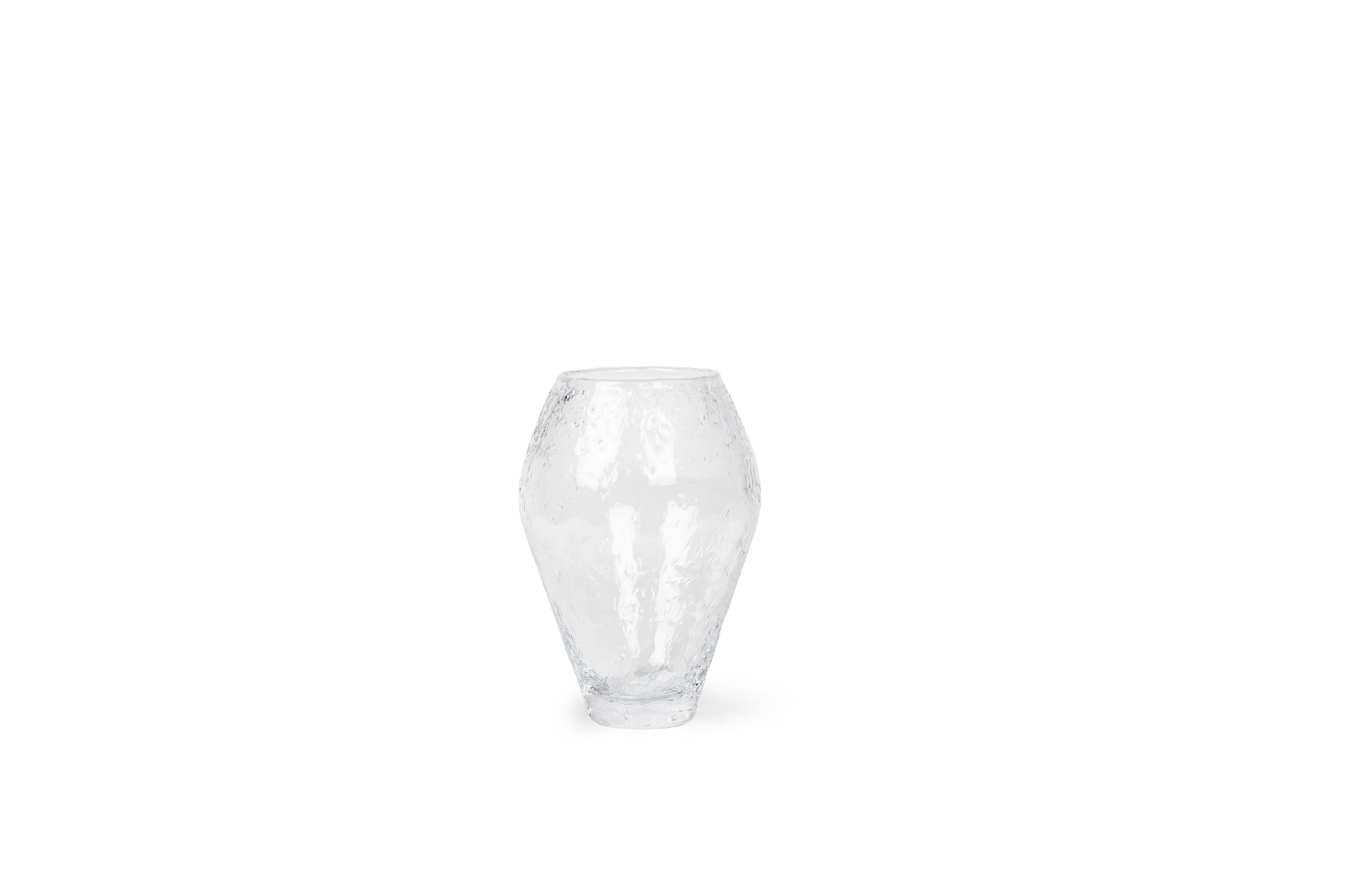 Ro Collection Crushed Glass Vase, Small, Clear