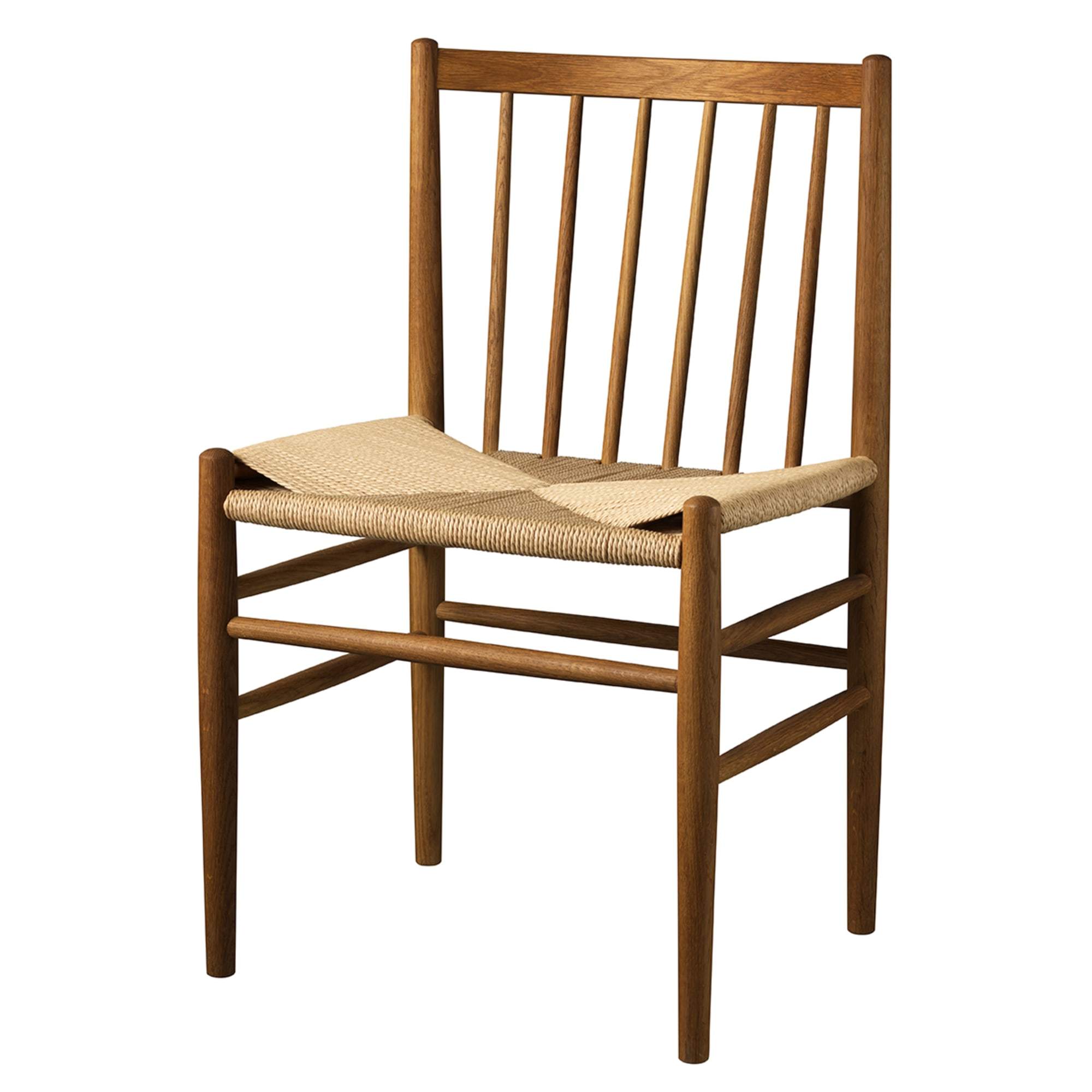 Silla de comedor FDB Møbler J80, roble ahumado, mimbre natural