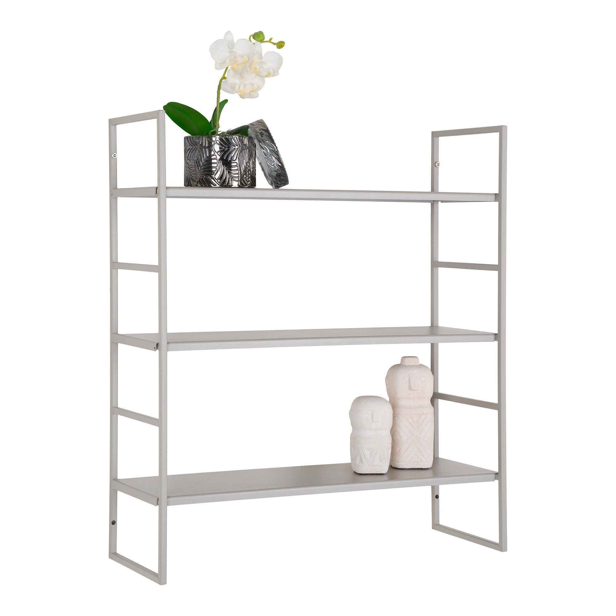 House Nordic Beja Shelves, Steel, Cool Grey, 3 Shelves, 48x17x55 Cm