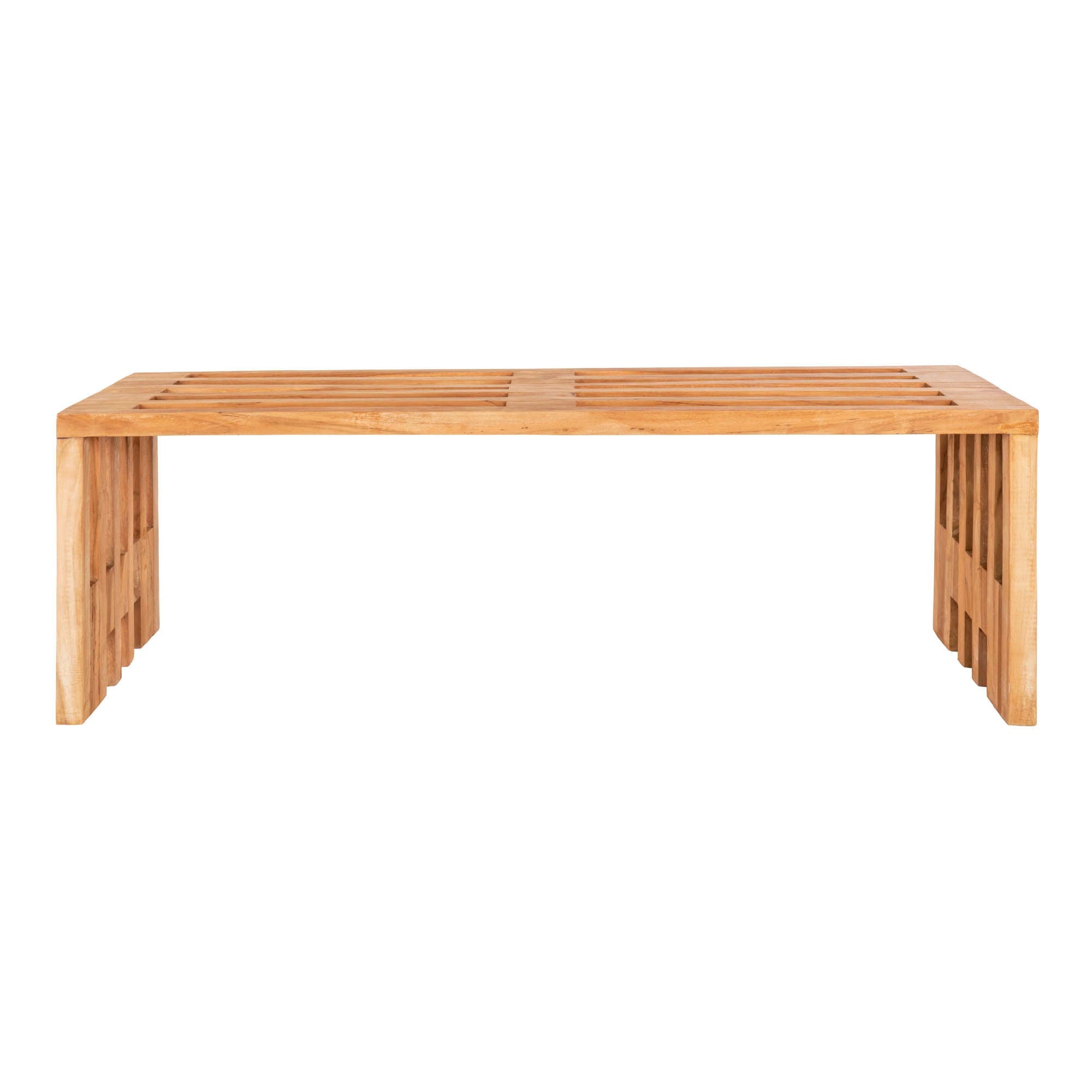 House Nordic Benidorm Bench In Teak Wood, Nature, 140x35x48 Cm