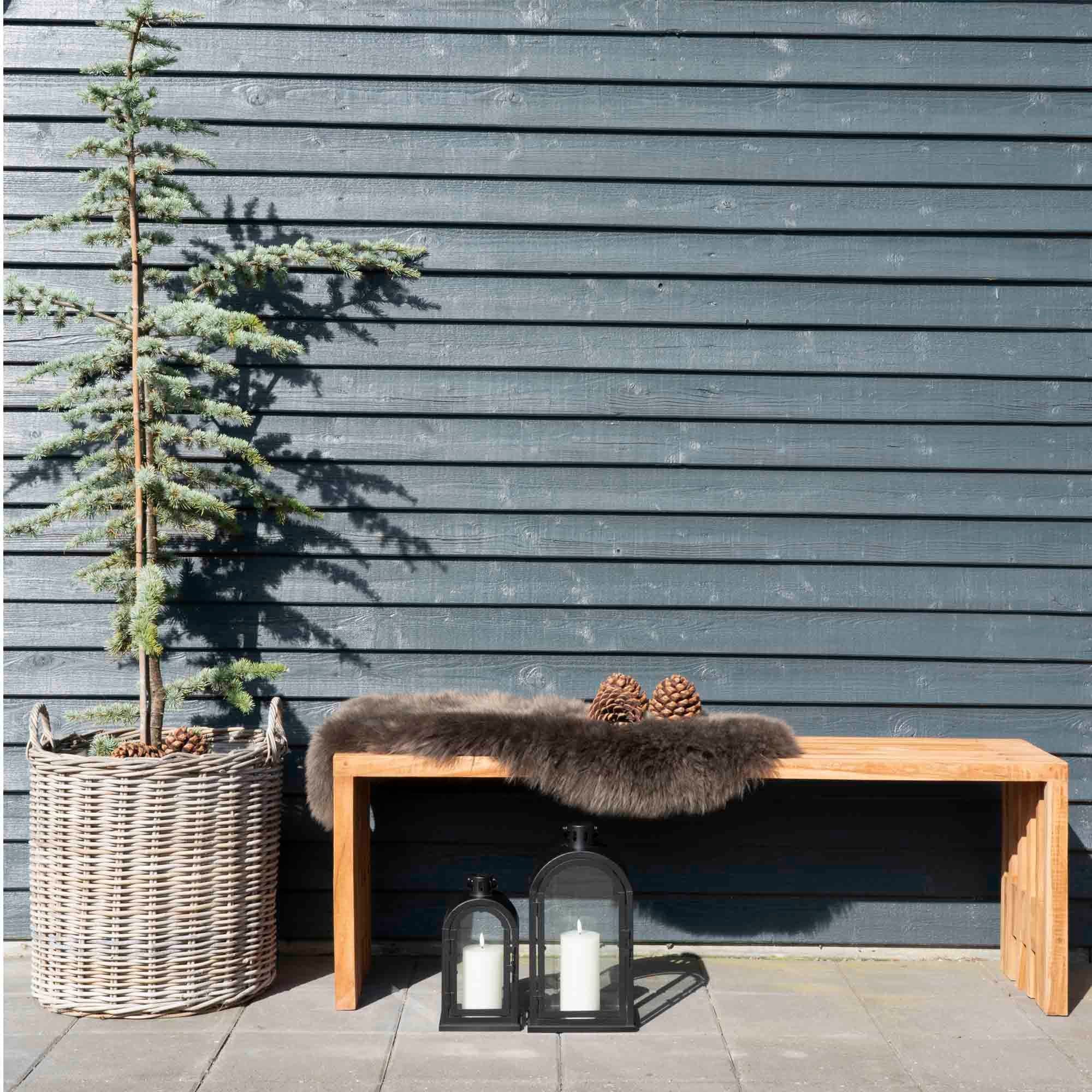 House Nordic Benidorm Bench In Teak Wood, Nature, 140x35x48 Cm