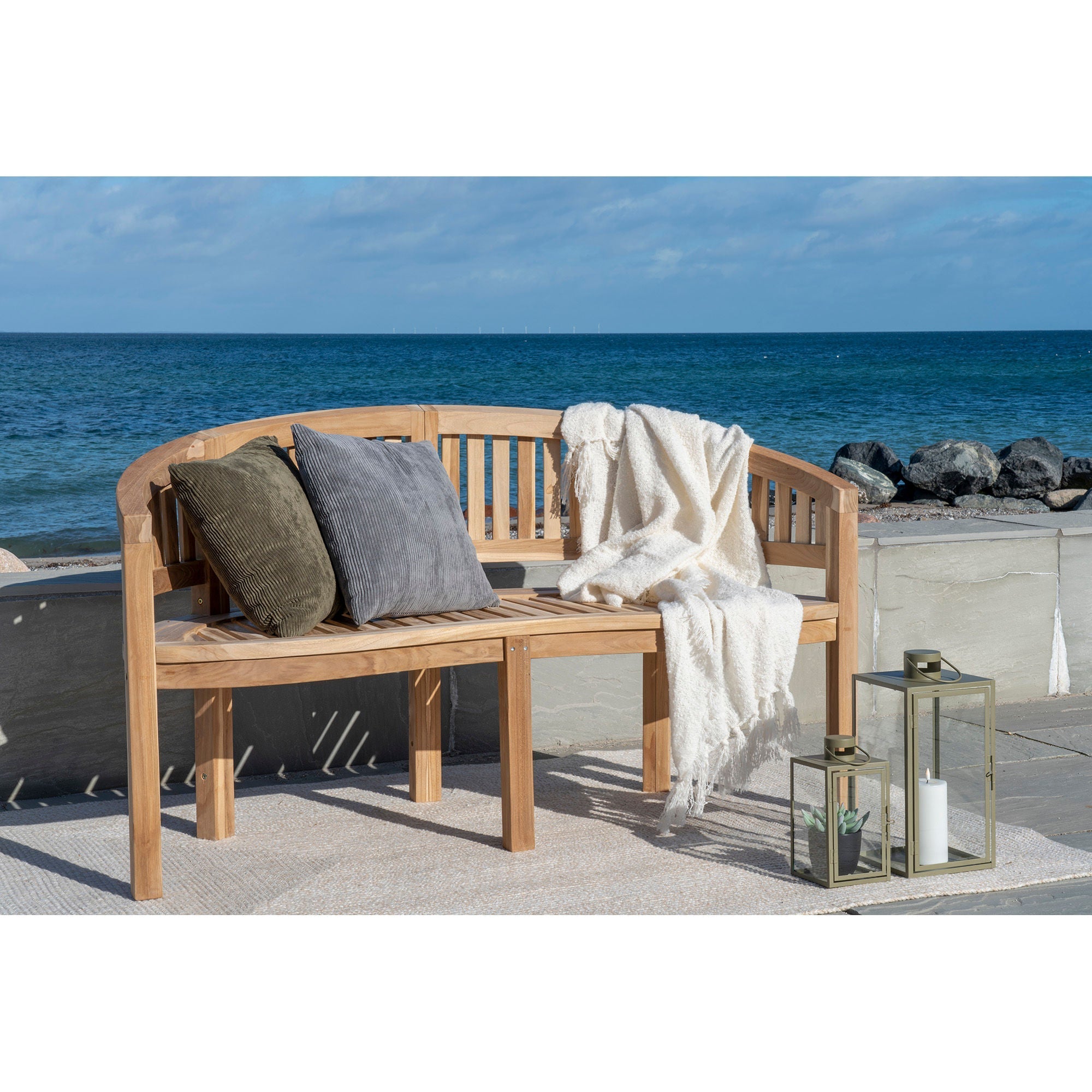 House Nordic Boca Banan Bench In Teak Wood, Nature