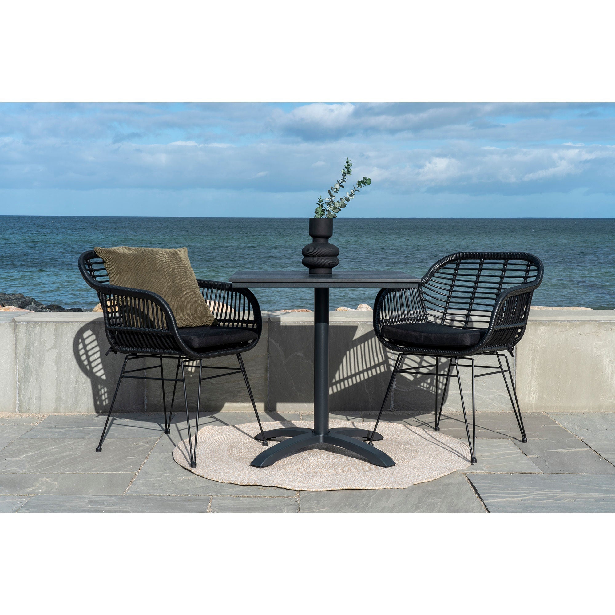 House Nordic Chicago Bistro Table, Table Top In Grey Nonwood, Black Legs, 70x70x72 Cm