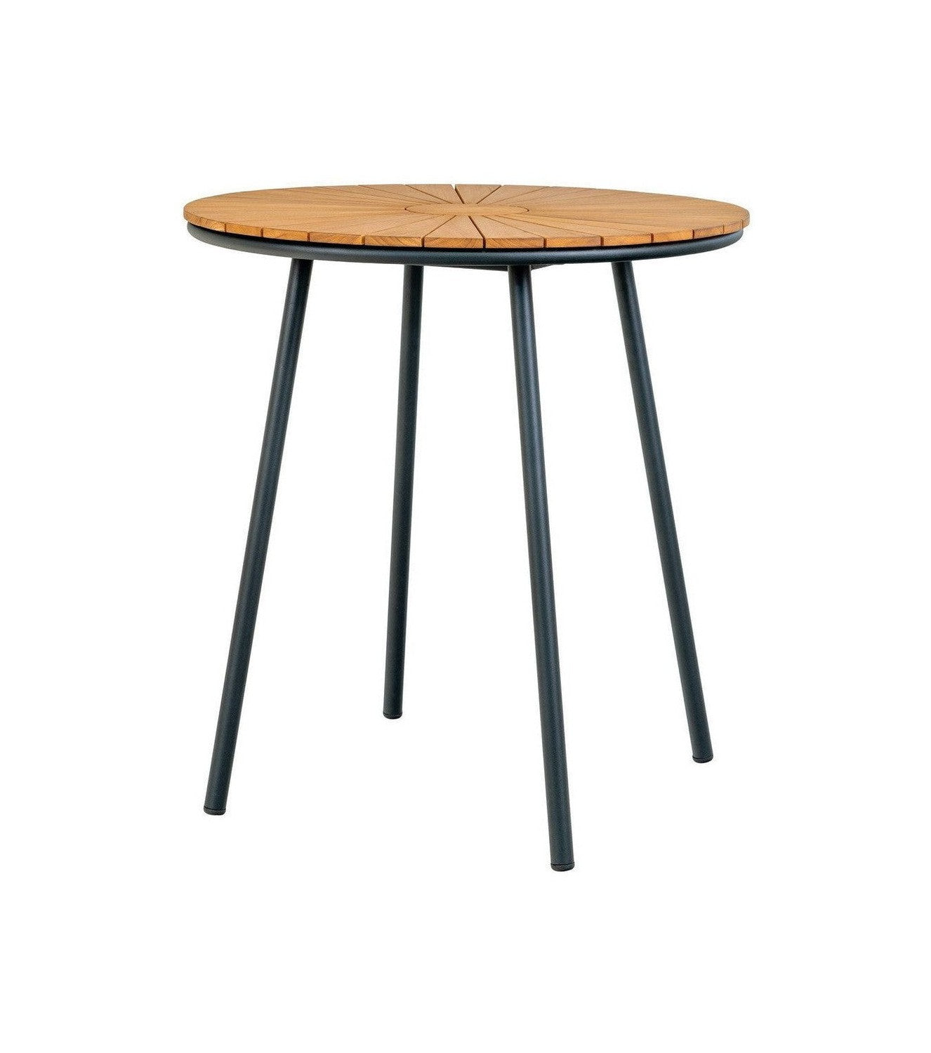 House Nordic Cleveland Side Table, Teak Table Top, Natural, Black Legs, ø70x74 Cm