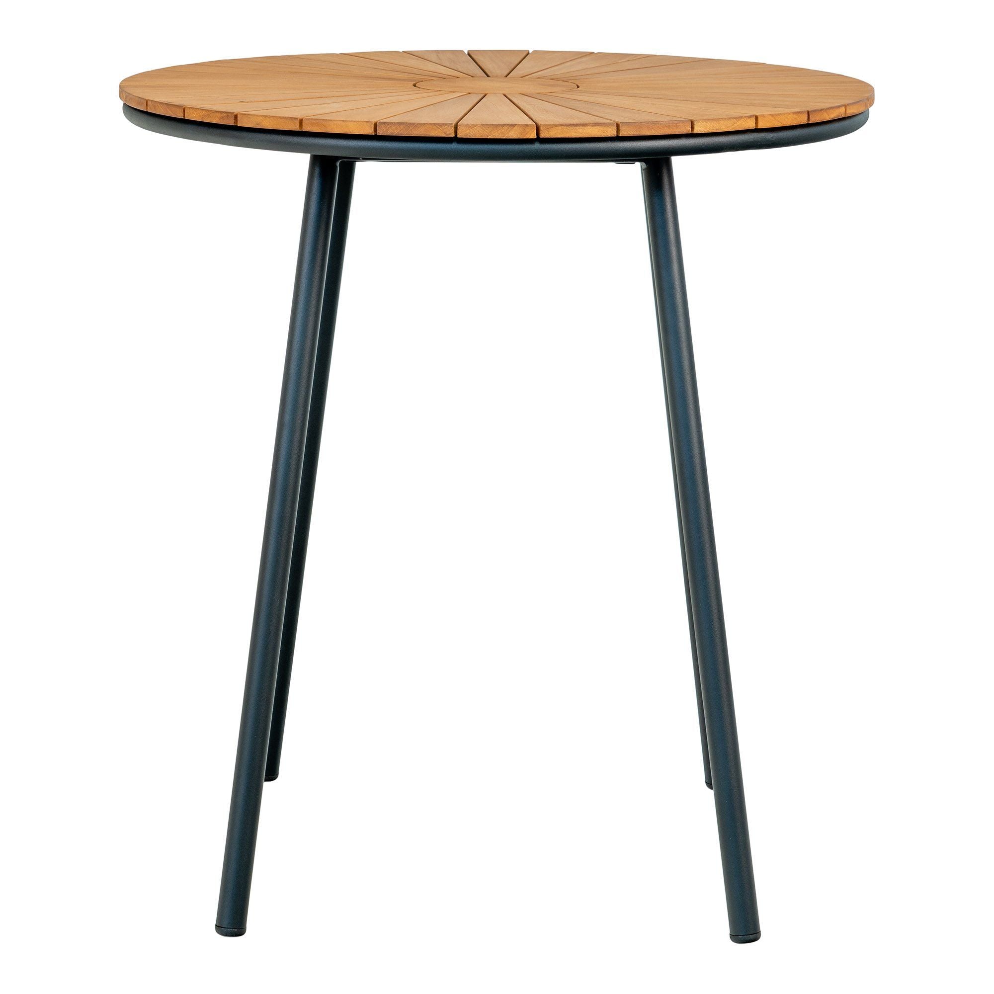 House Nordic Cleveland Side Table, Teak Table Top, Natural, Black Legs, ø70x74 Cm