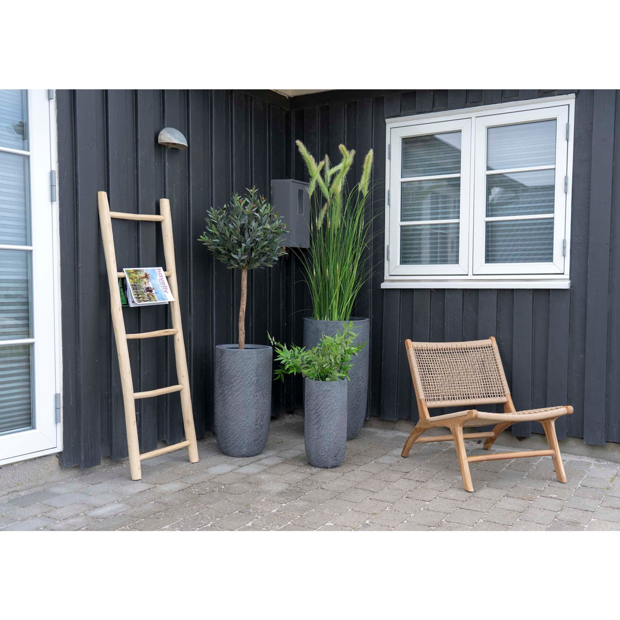 House Nordic Derby Chair In Polyrattan, Nature With Teak Wood Legs