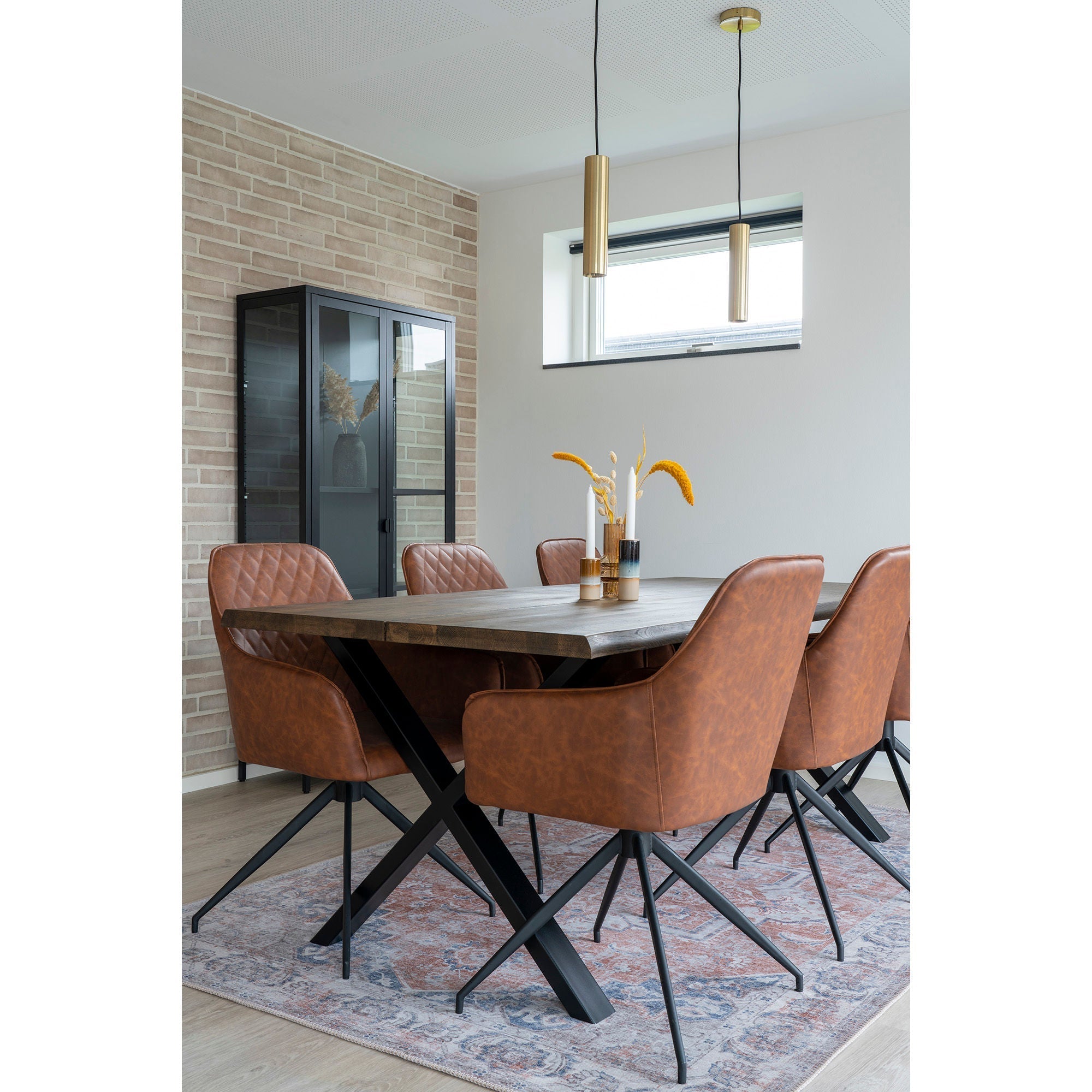 House Nordic Harbo Dining Chair, Swivel, Pu, Vintage Brown With Black Legs, Hn1220