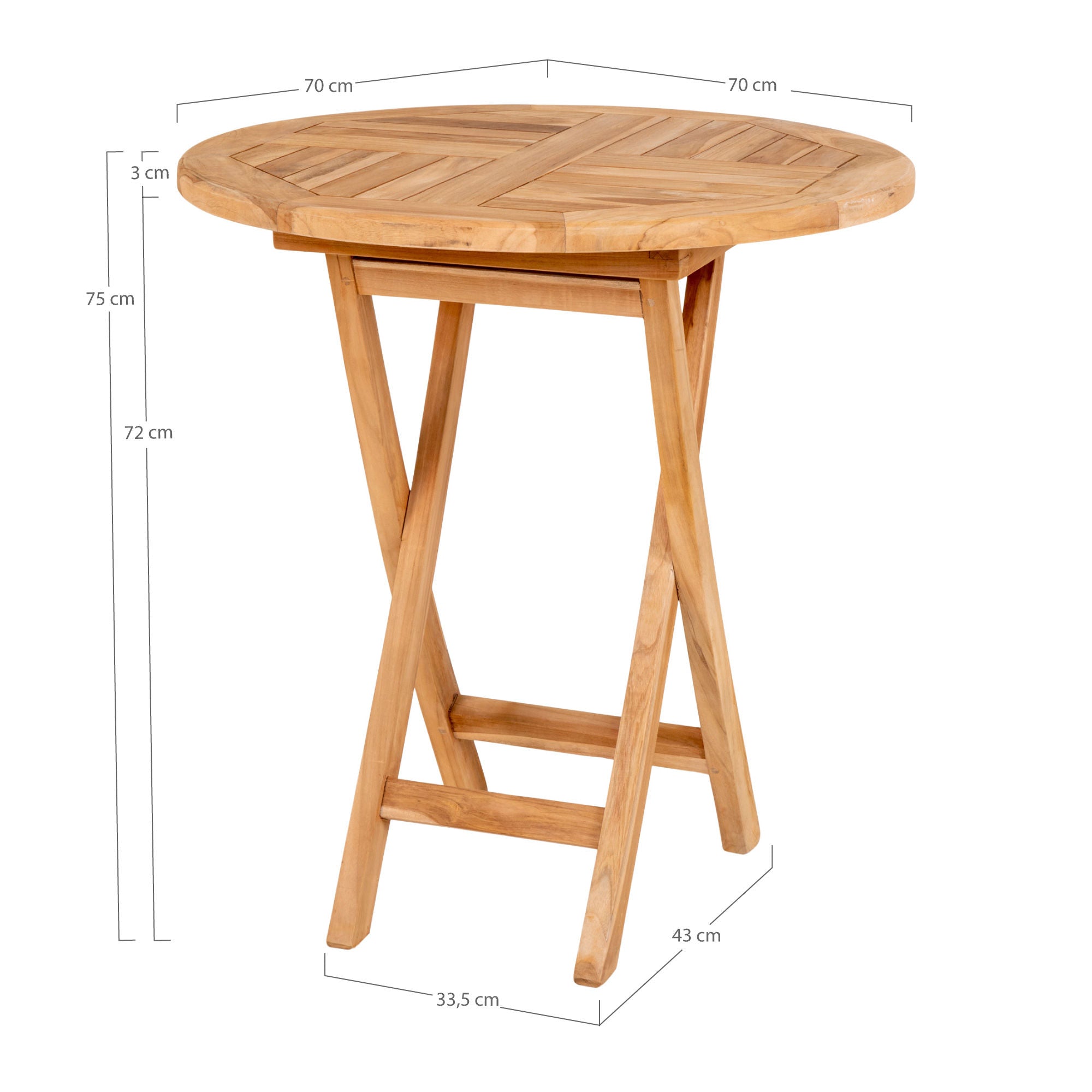 House Nordic Oviedo Side Table In Teak Wood, Nature, ø70x75 Cm