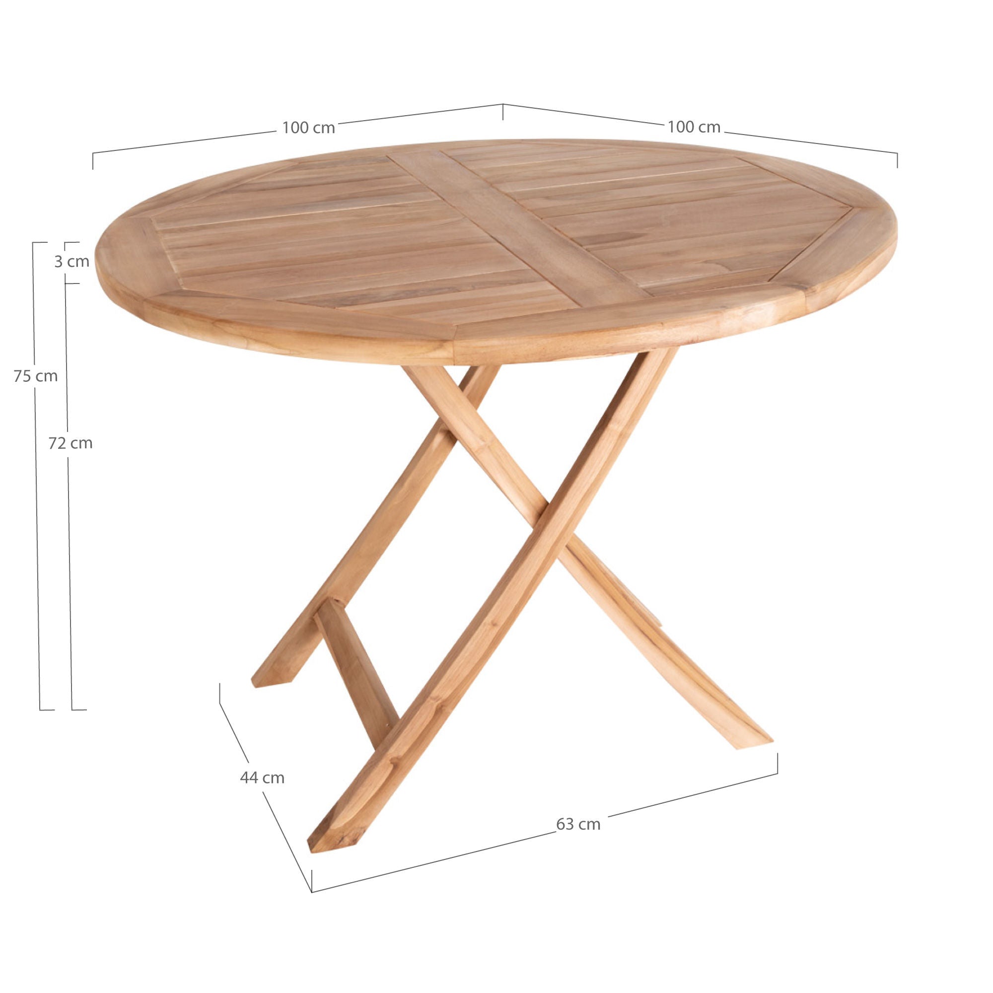 House Nordic Oviedo Teak Dining Table, Nature, ø100x75 Cm