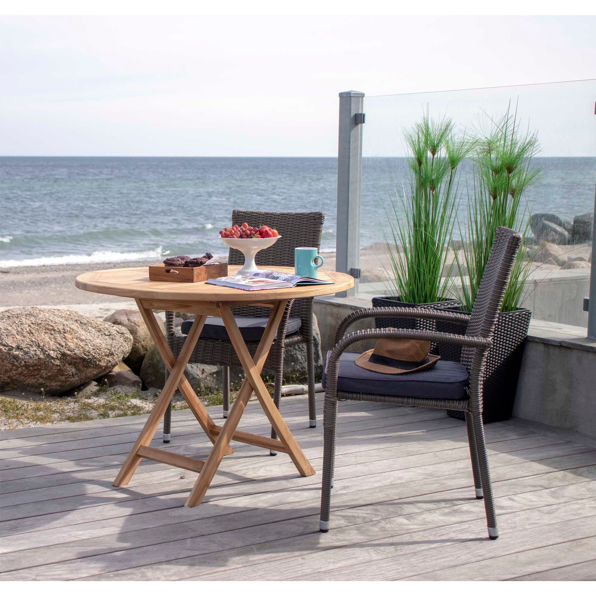 House Nordic Oviedo Teak Dining Table, Nature, ø100x75 Cm
