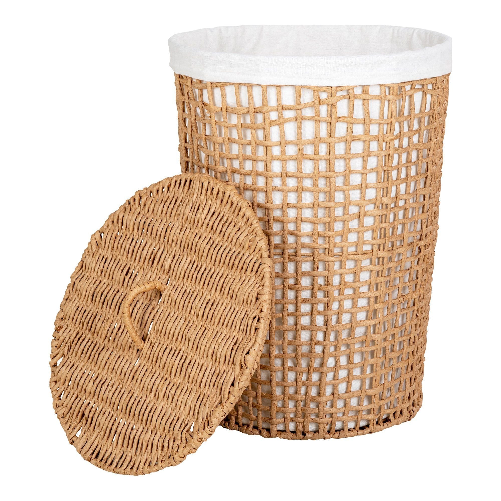 House Nordic Pomal Laundry Basket, Paper, Natural/White, ø42x56 Cm
