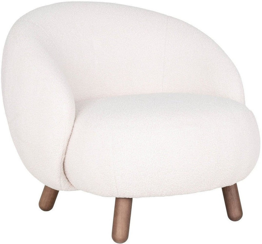 House Nordic Savona Lounge Chair, Artificial Lambskin, White With Walnut Look Legs, Hn1094