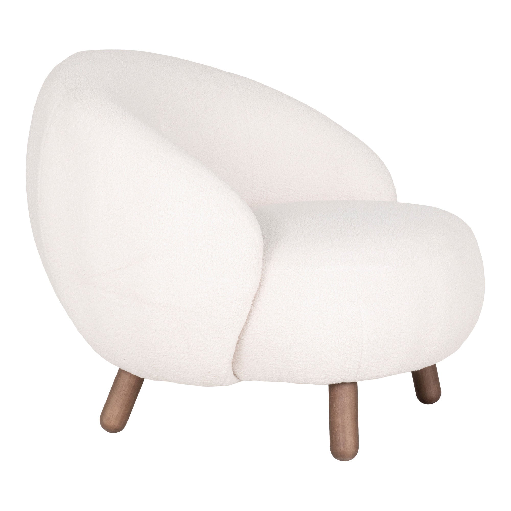 House Nordic Savona Lounge Chair, Artificial Lambskin, White With Walnut Look Legs, Hn1094