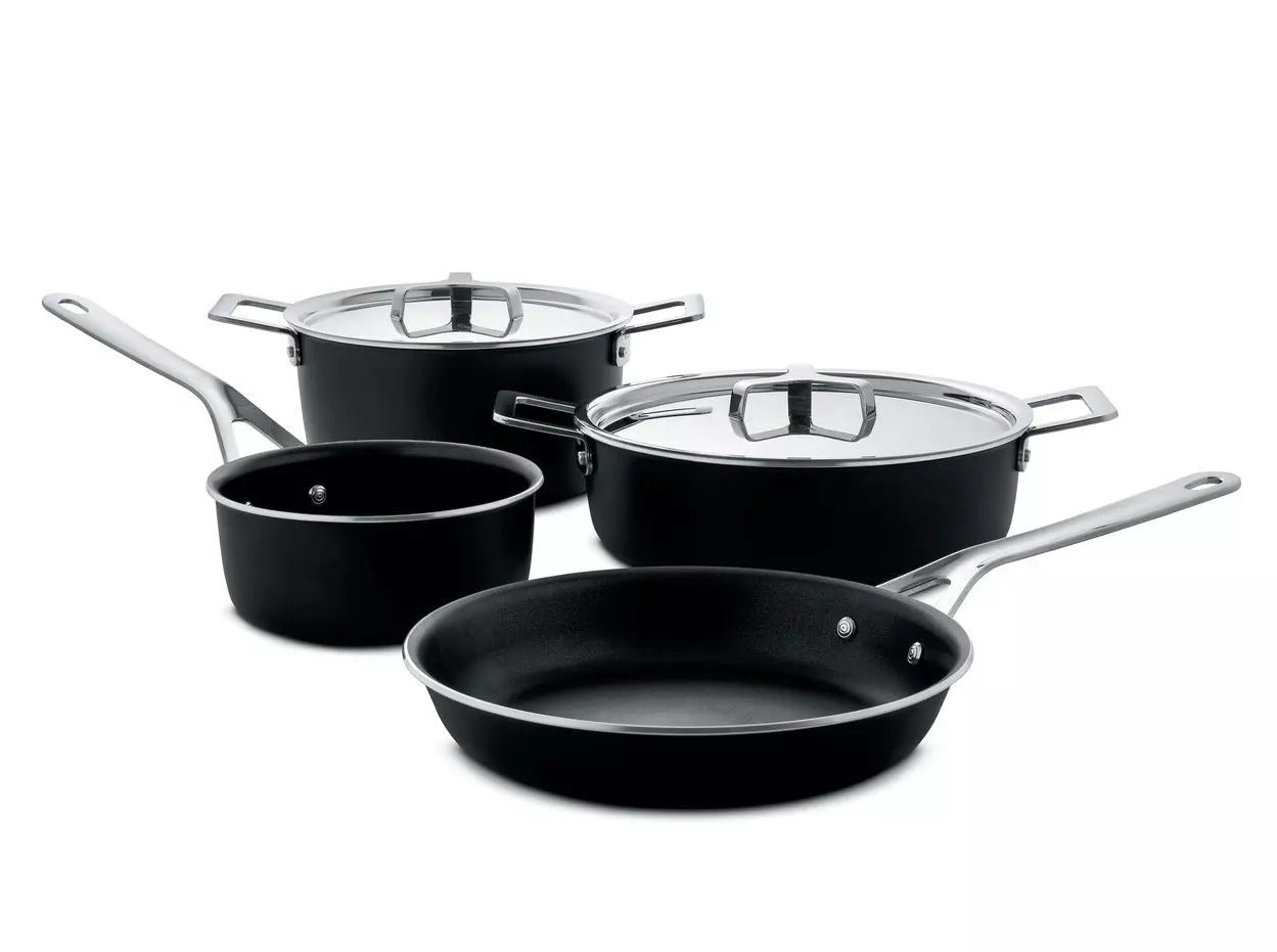 Alessi 6 Piece Pots & Pans Set, Black
