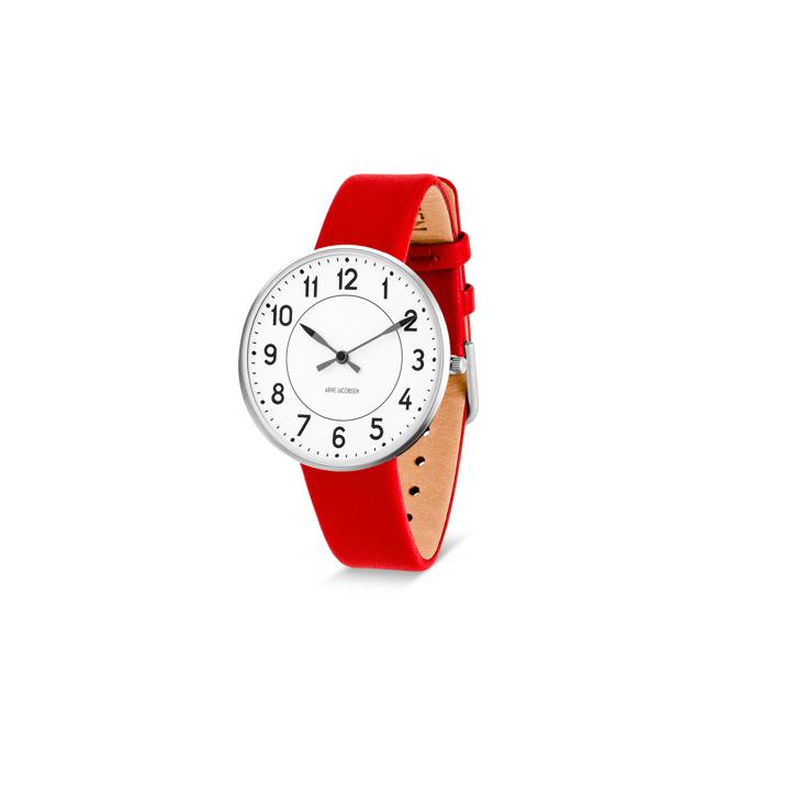 Arne Jacobsen Station Wristwatch Red, ø40