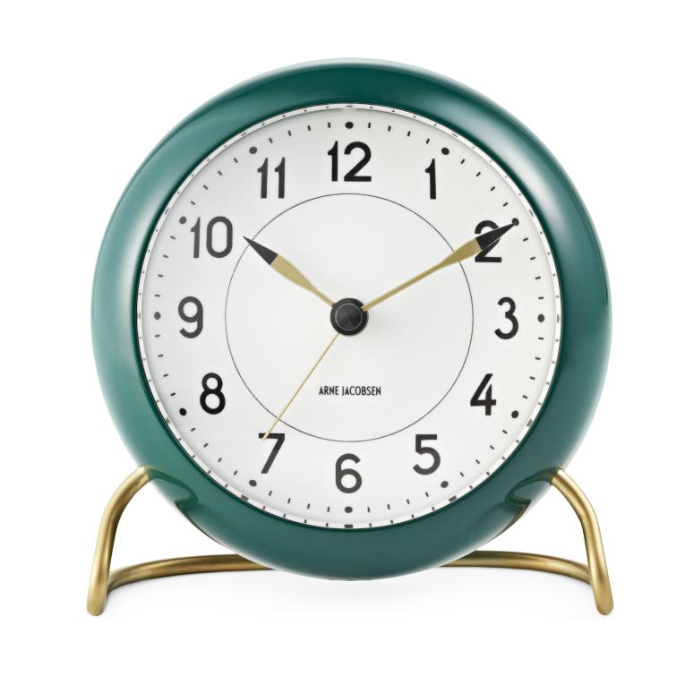 Arne Jacobsen Station Table Clock With Alarm, Green