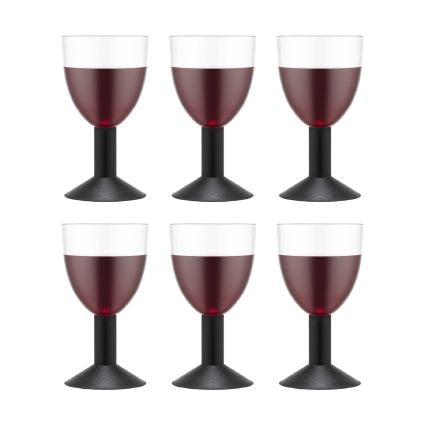 Bodum Oktett, Plastic Red Wine Glasses 6 Pcs., Black
