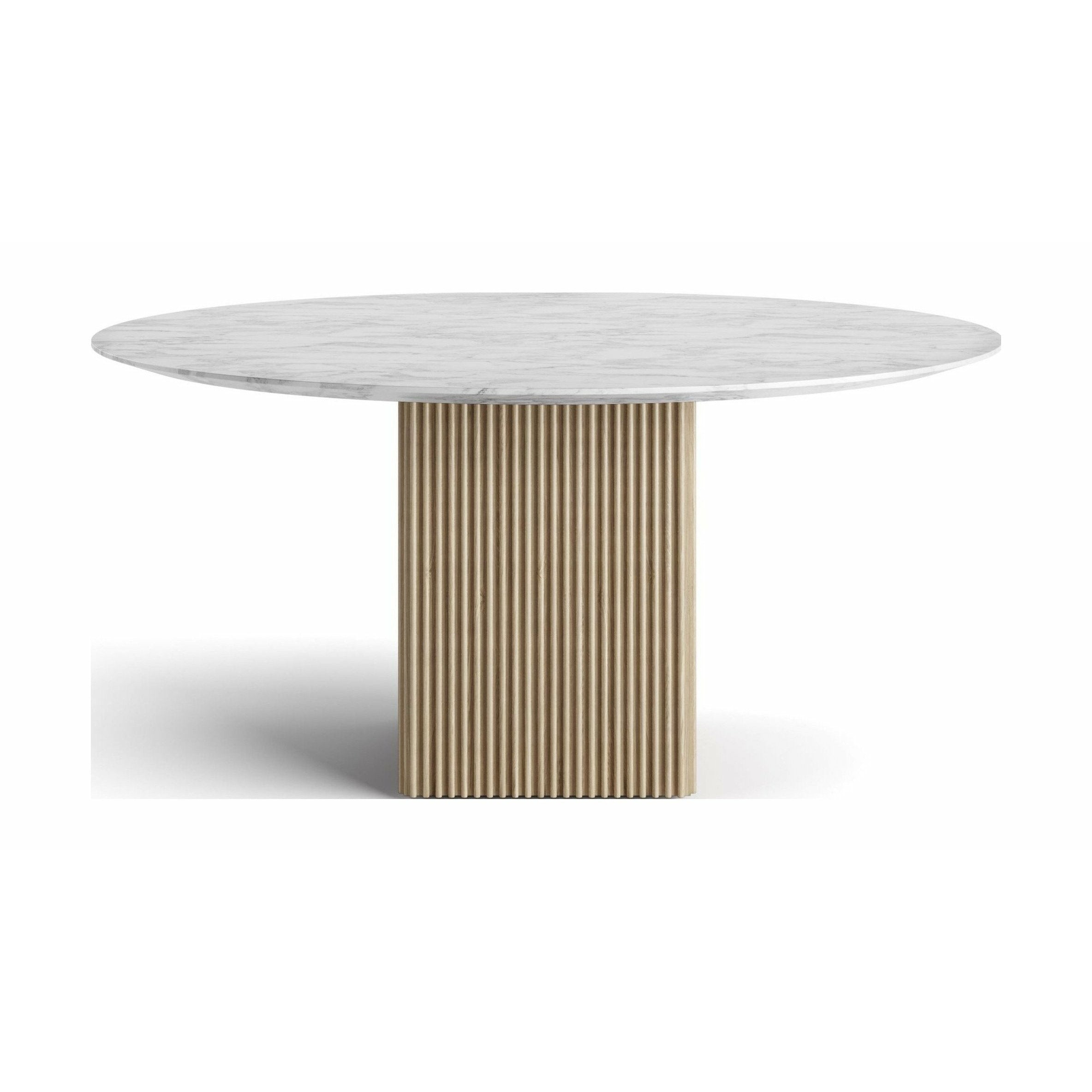 Dk3 Ten Round Dining Table Marble Carrara/Oak Soaped, ø150 Cm