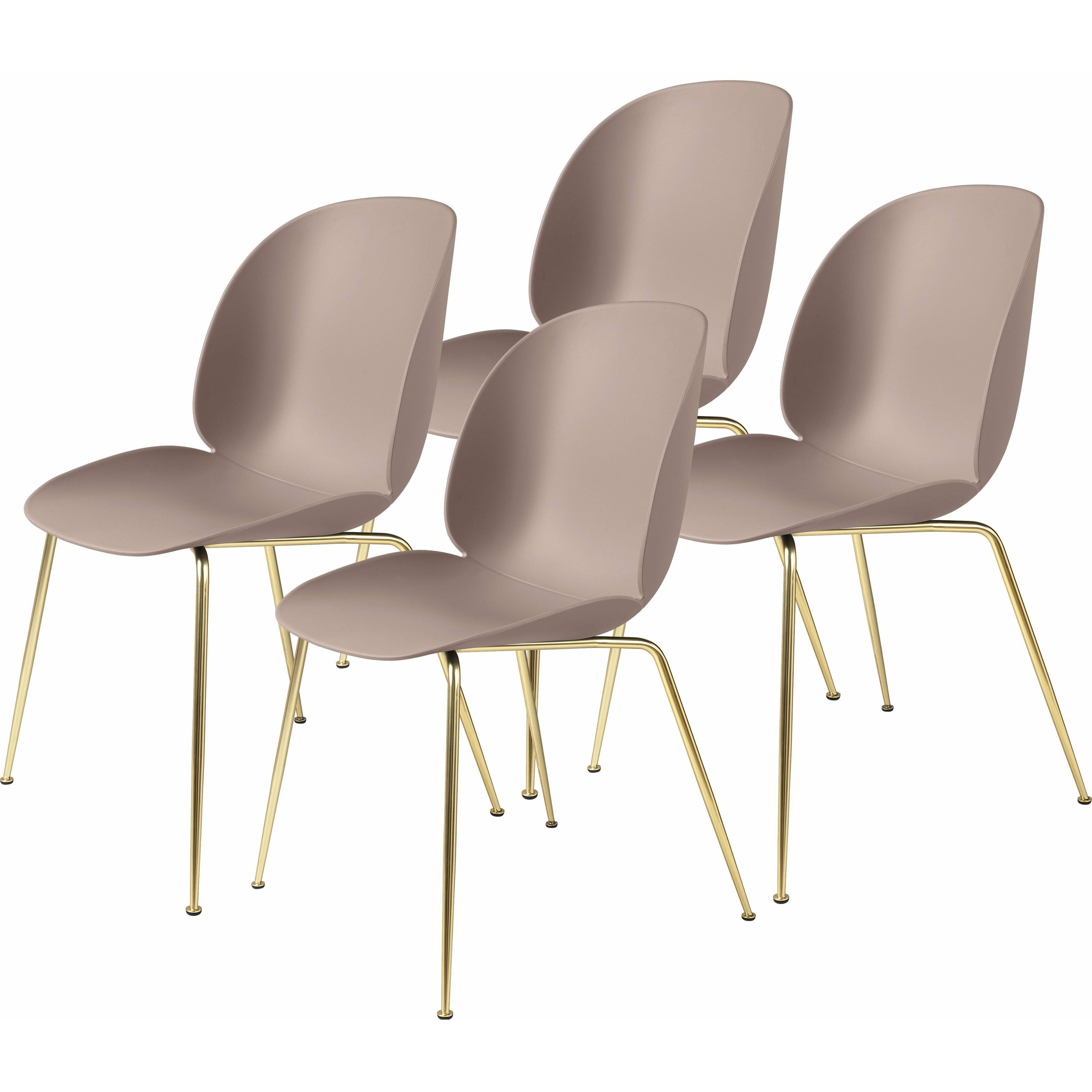 Gubi Beetle Dining Chair Unupholstered Conical Base 4 Pcs. Semi Matt Base Pink
