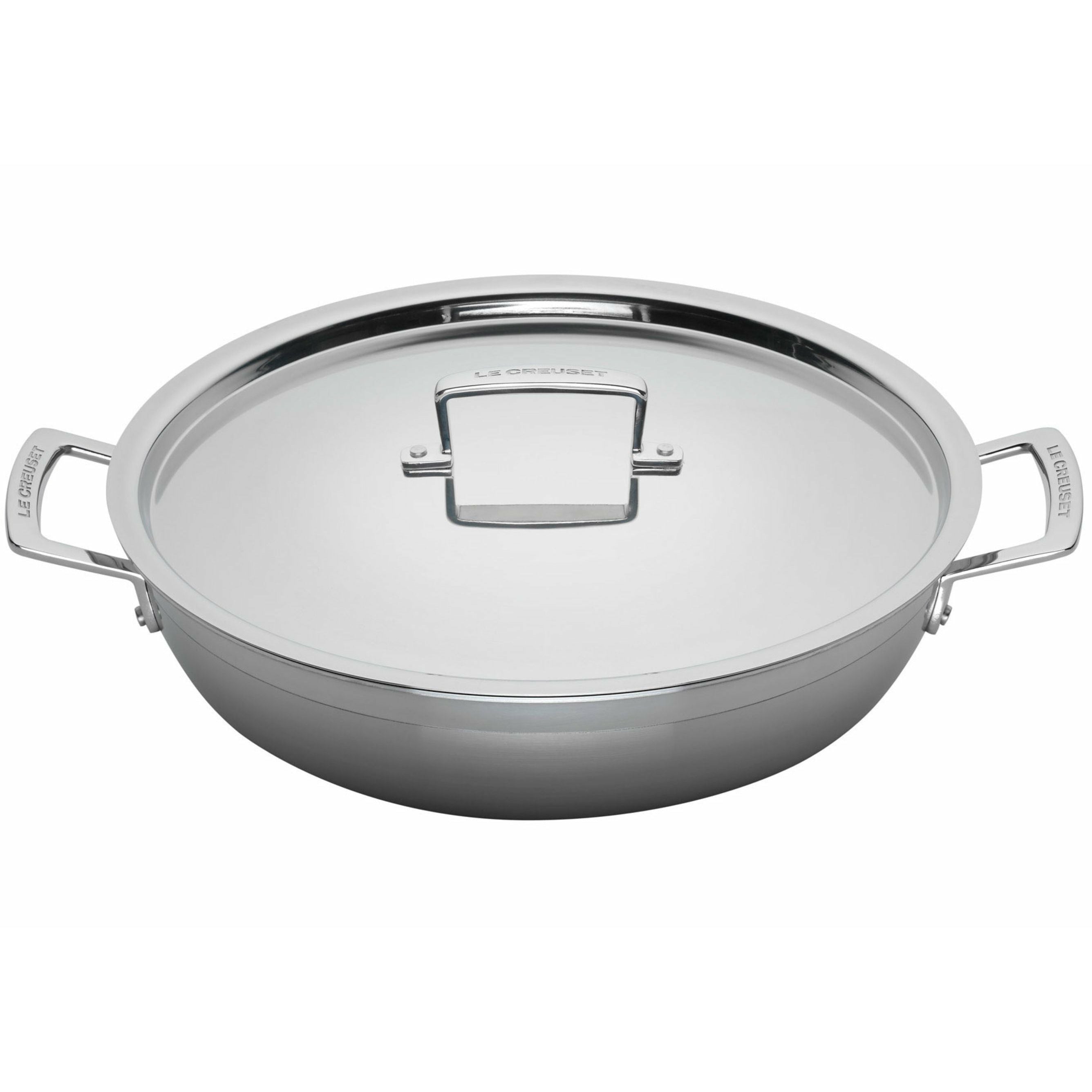 Le Creuset 3 Ply Stainless Steel Shallow Casserole With Lid 4.8 L, 30 Cm