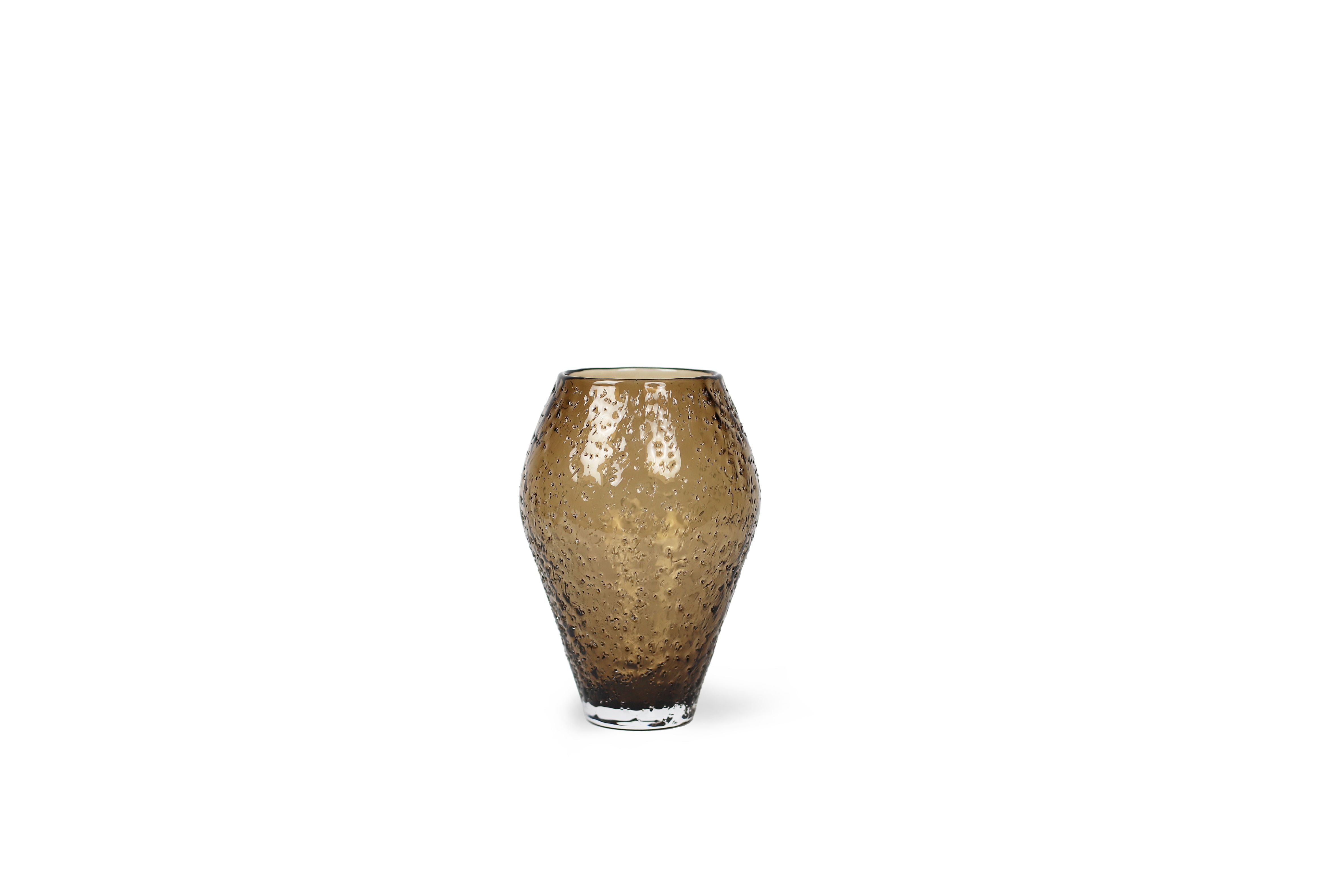 Ro Collection Crushed Glass Vase, Small, Sepia Brown