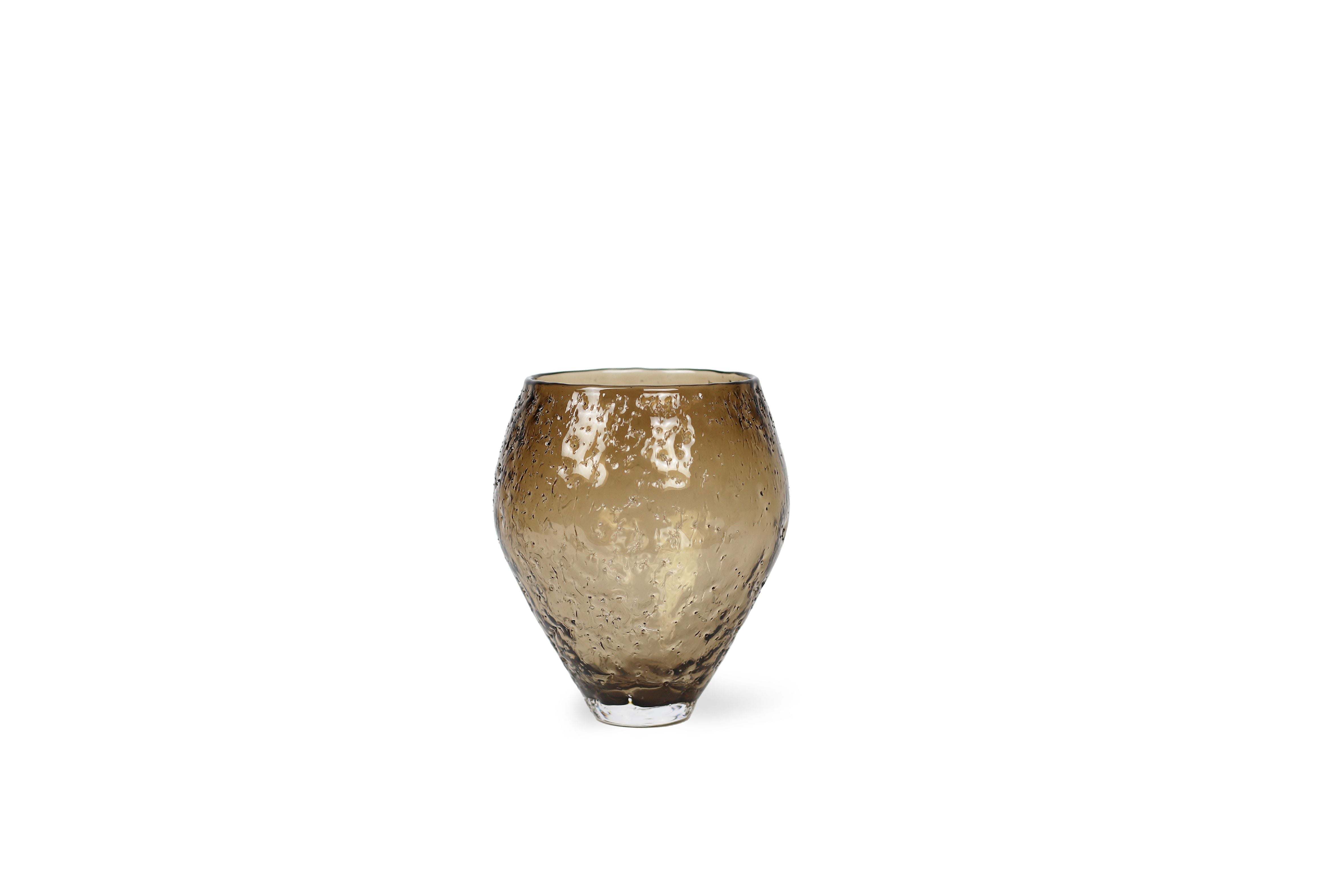 Ro Collection Crushed Glass Vase, Medium, Sepia Brown