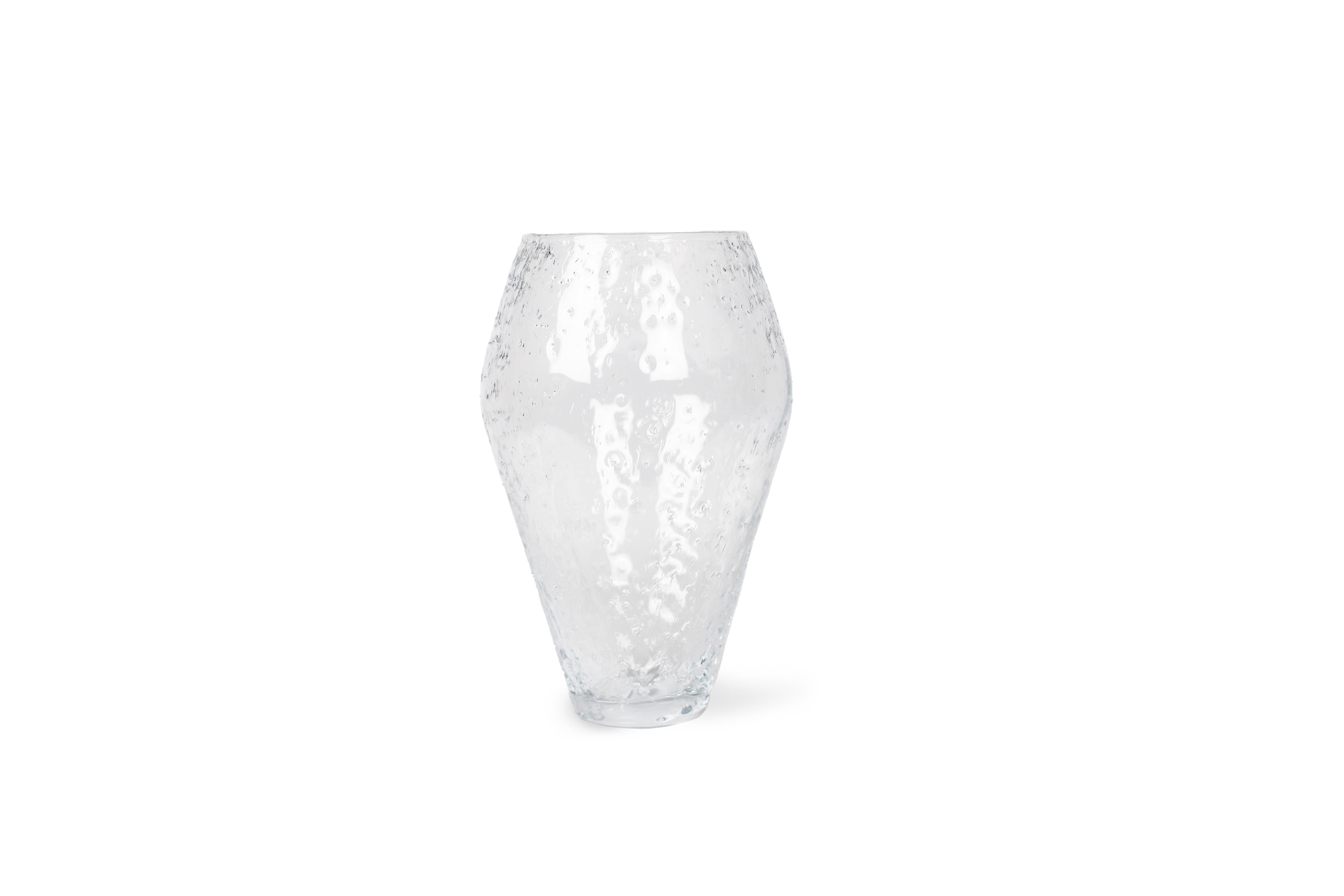 Ro Collection Crushed Glass Vase, Large, Clear