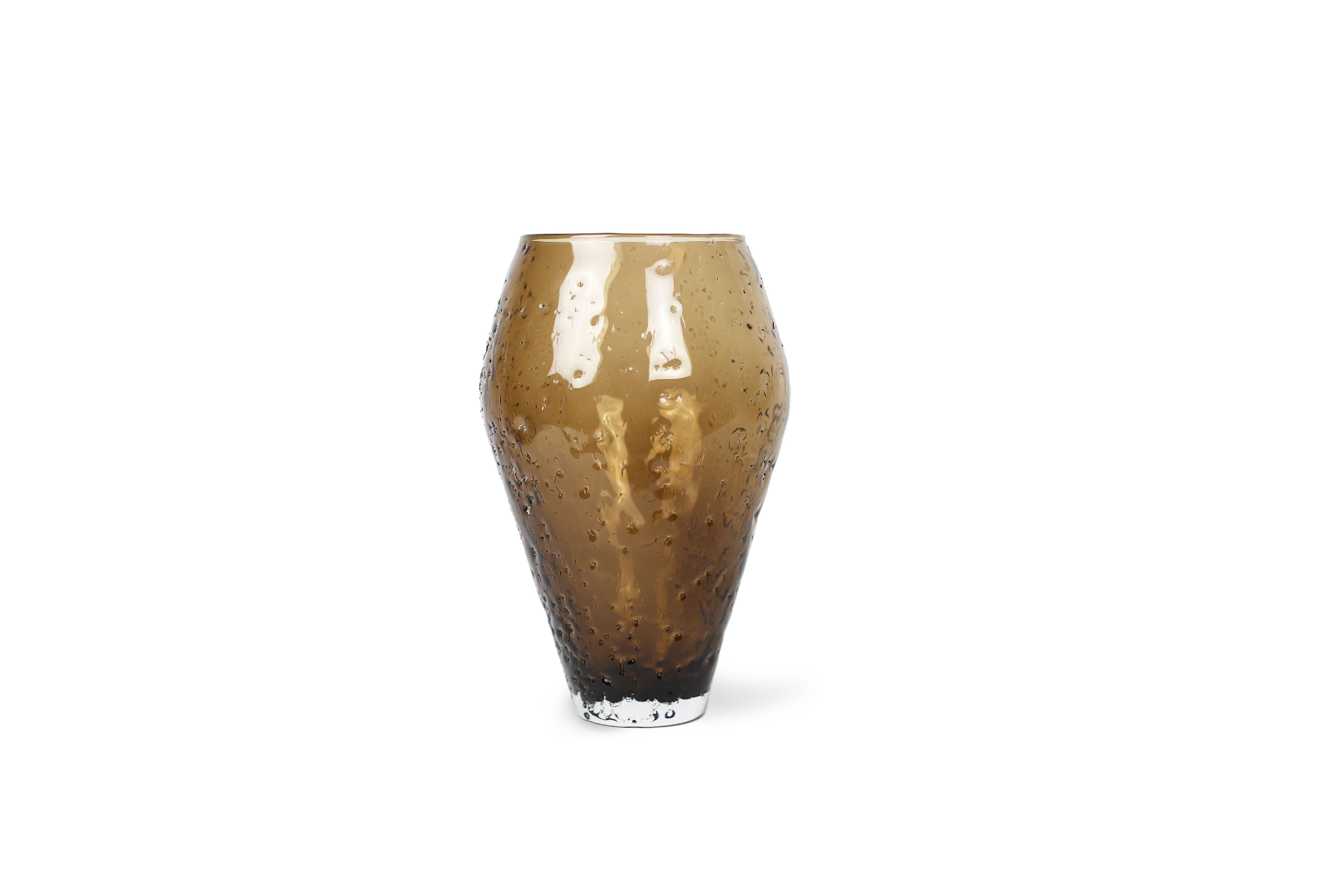 Ro Collection Crushed Glass Vase, Large, Sepia Brown