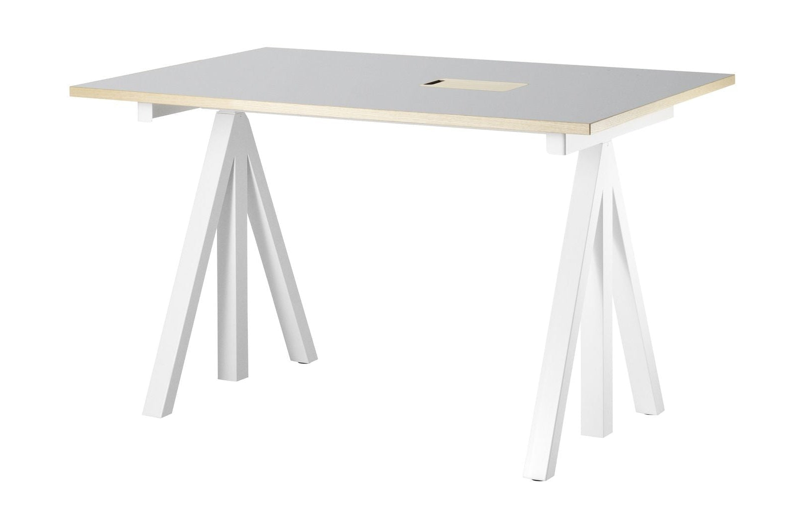 String Furniture Height Adjustable Work Table 78x120 Cm, Light Grey Linoleum