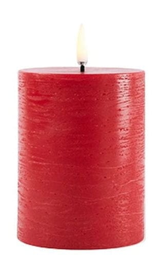 Uyuni Lighting Led Pillar Candle 3 D Flame 7,8x10,1 Cm, Red Rustic