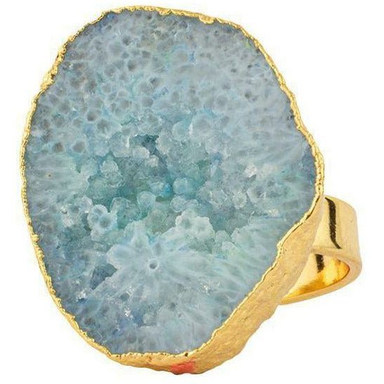 Vincent Asger Ring Light Blue Geode Gold Plated