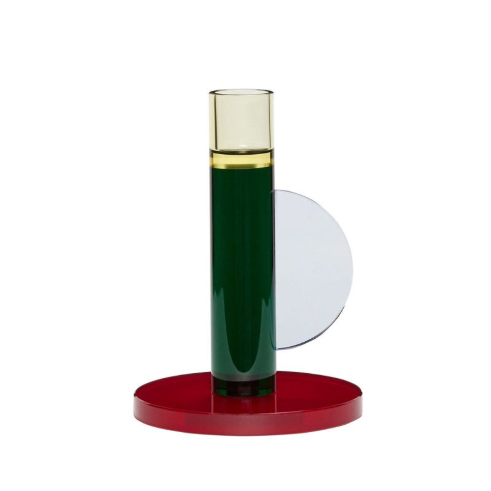 Hübsch Astro Candlestick, rojo oscuro/amarillo/verde