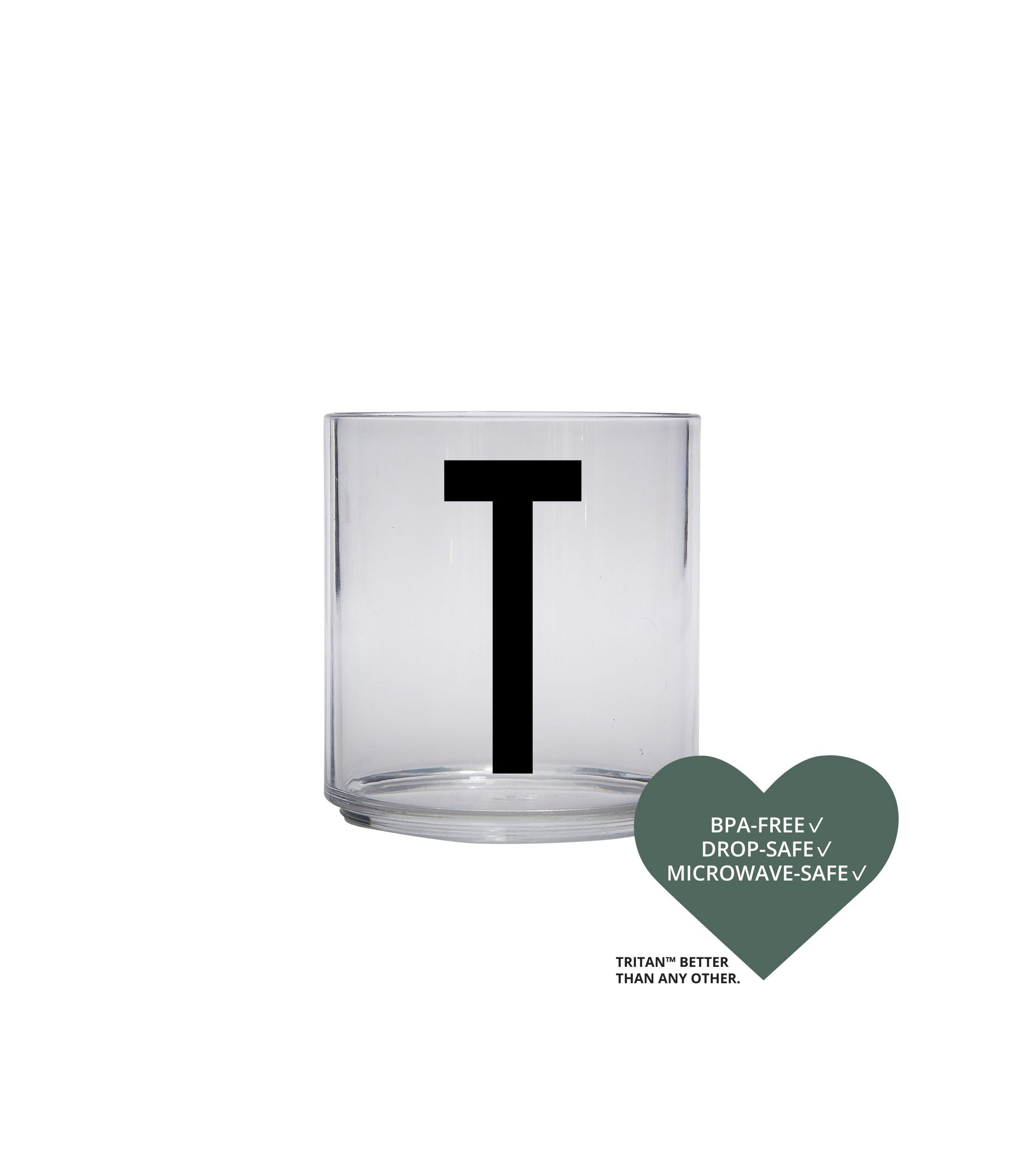 Lettres de conception Kids Personal Tritan Brinking Glass, T