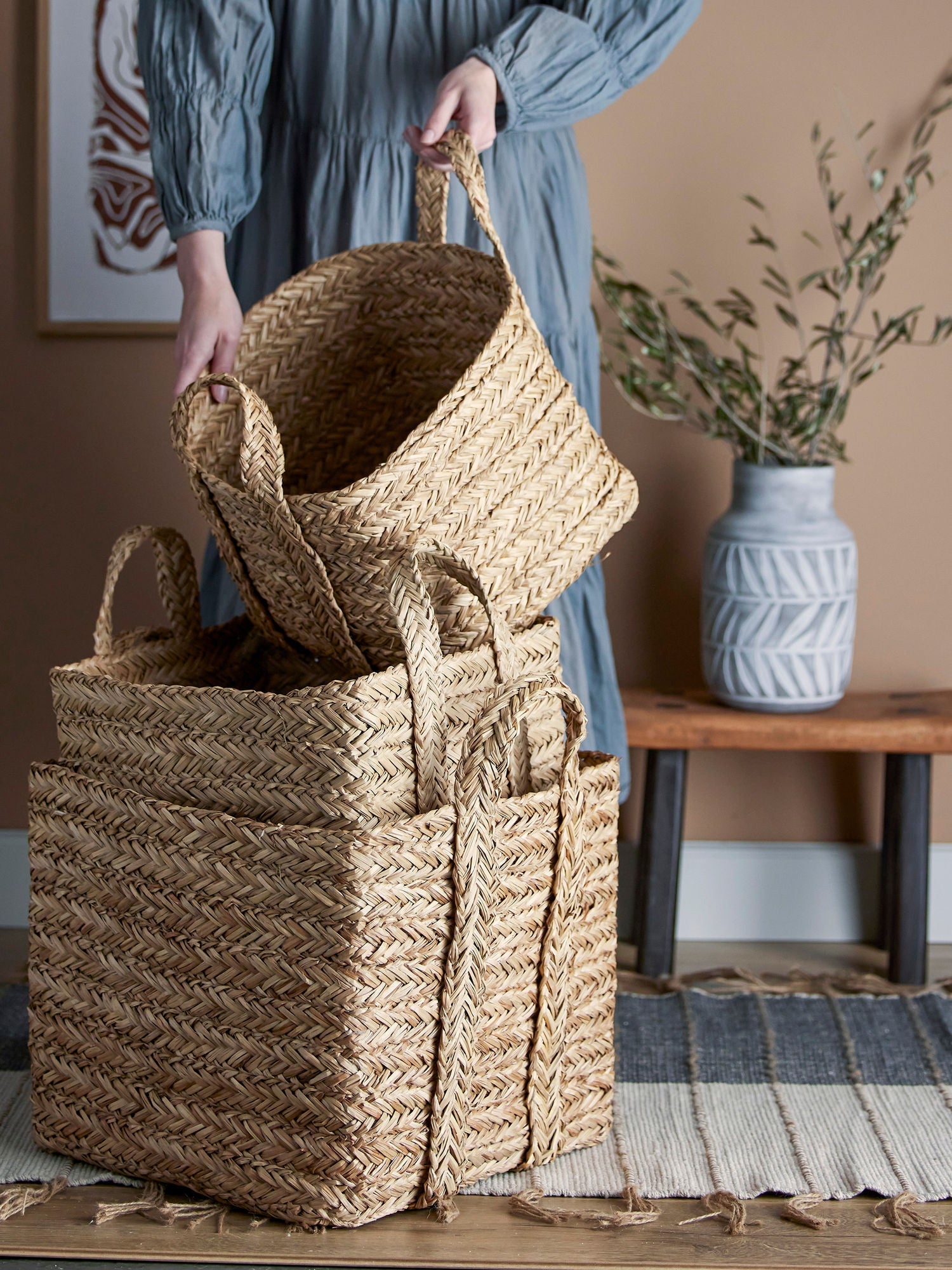 Bloomingville Kayes Basket, Nature, Bouragrass