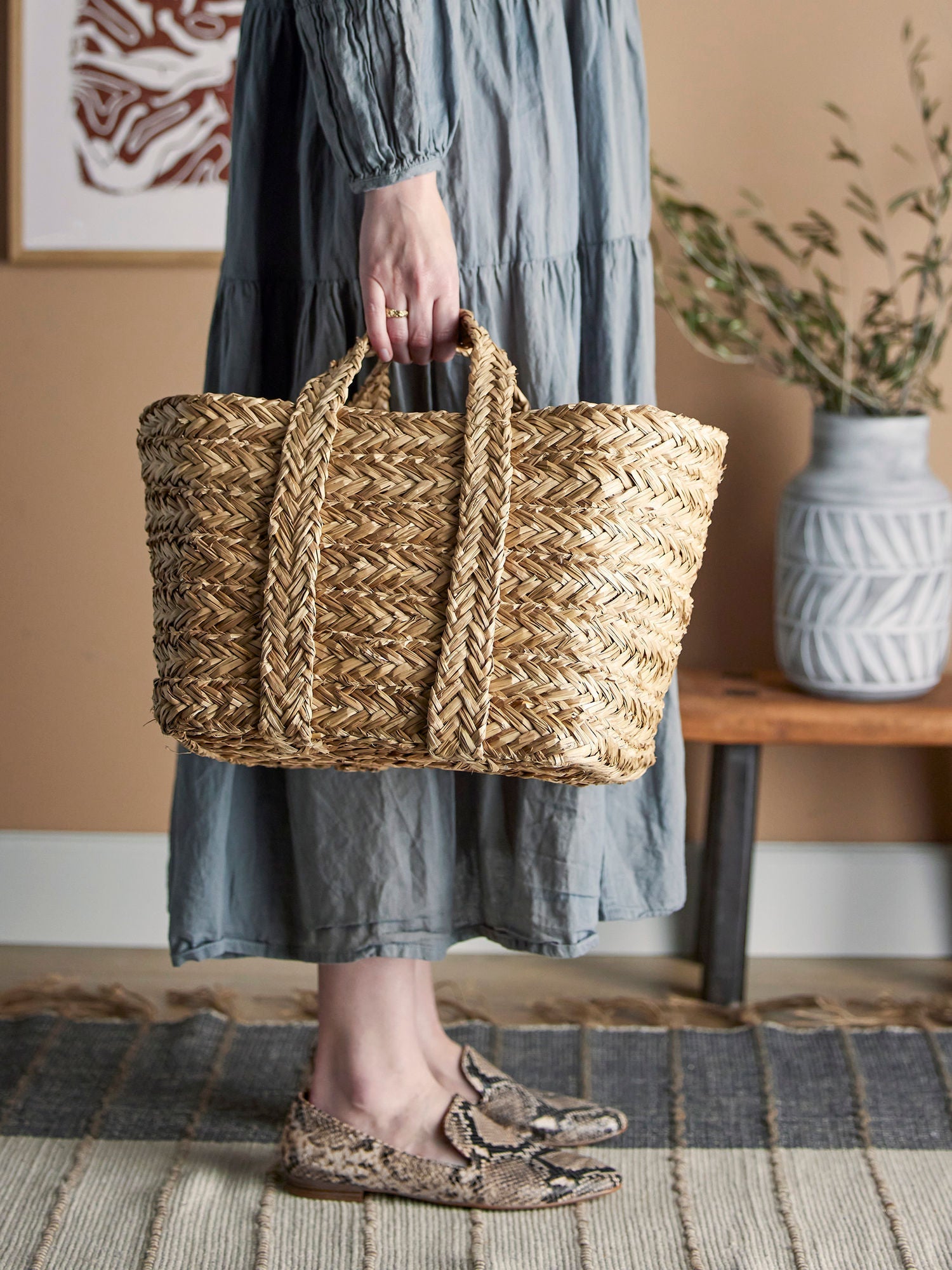 Bloomingville Kayes Basket, Nature, Bouragrass