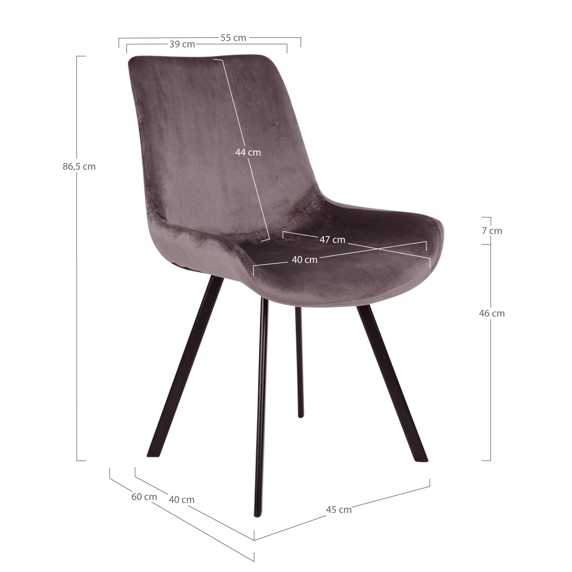 Silla de comedor Nordic Memphis de la casa - Juego de 2