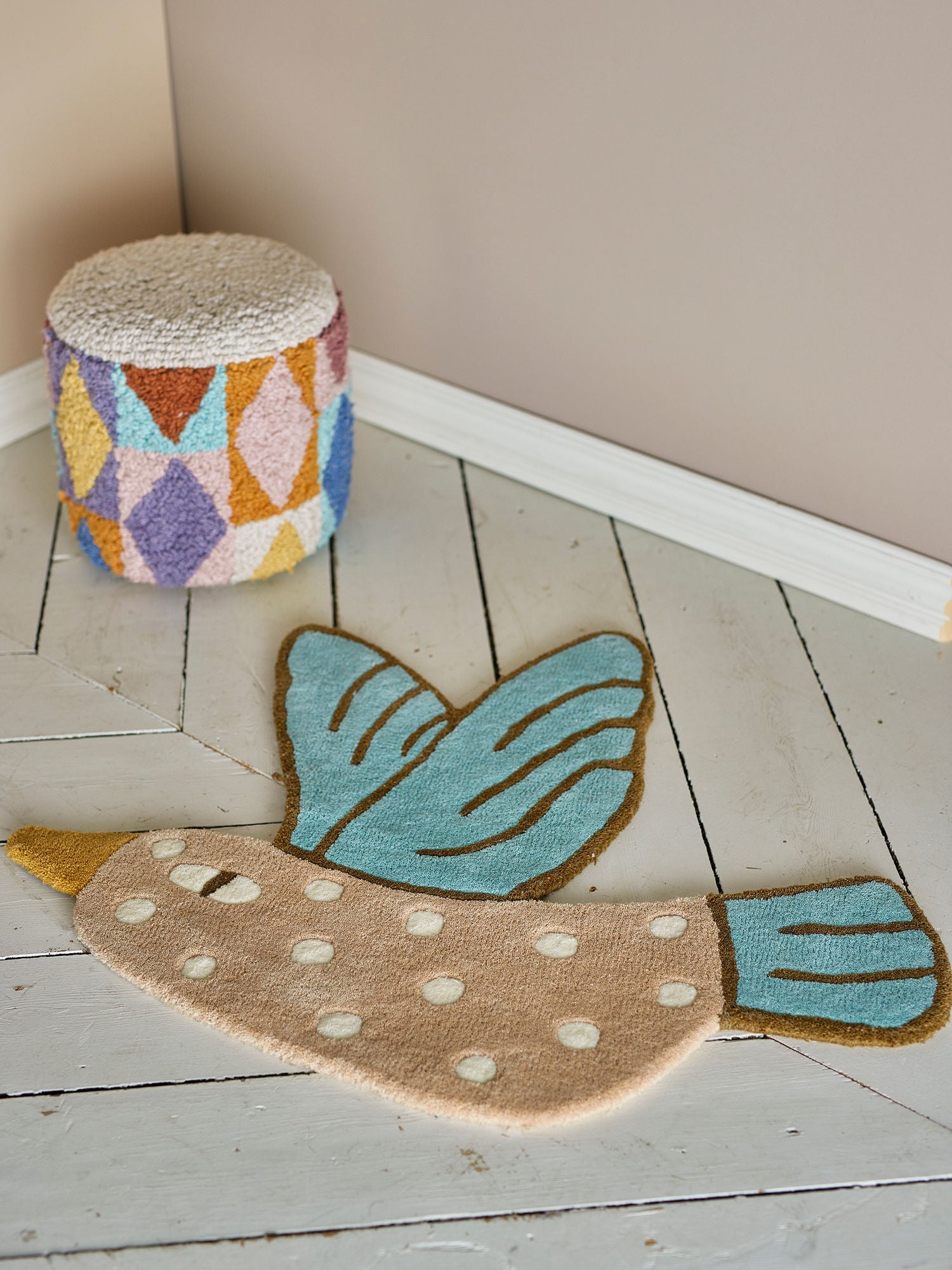 Bloomingville Mini Blue Jay Rug, Blue, Ull